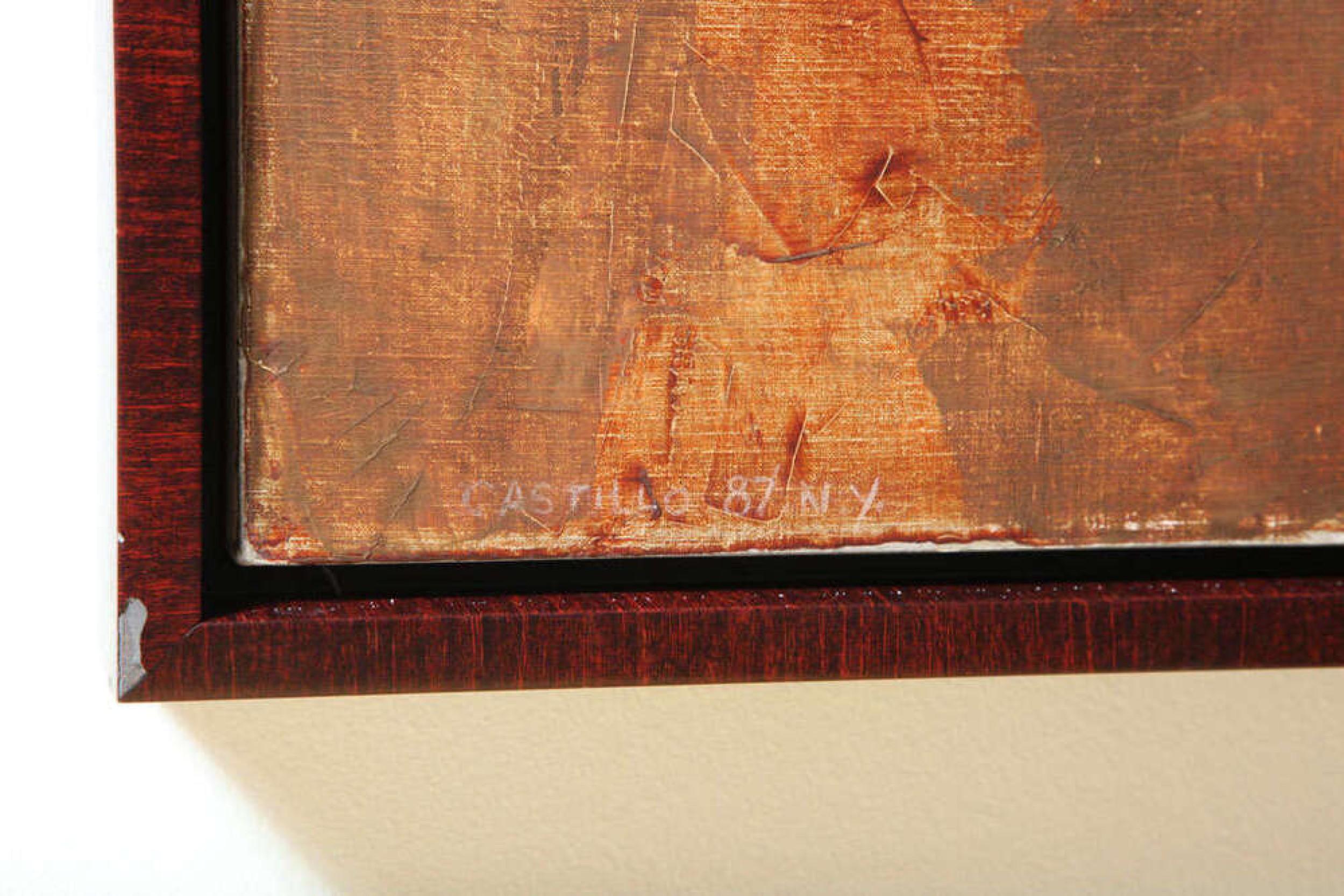 Abstraktes spanisches Gemälde aus der Mitte des Jahrhunderts, Öl auf Leinwand, Jorge Castillo (ohne Titel) (20. Jahrhundert) im Angebot