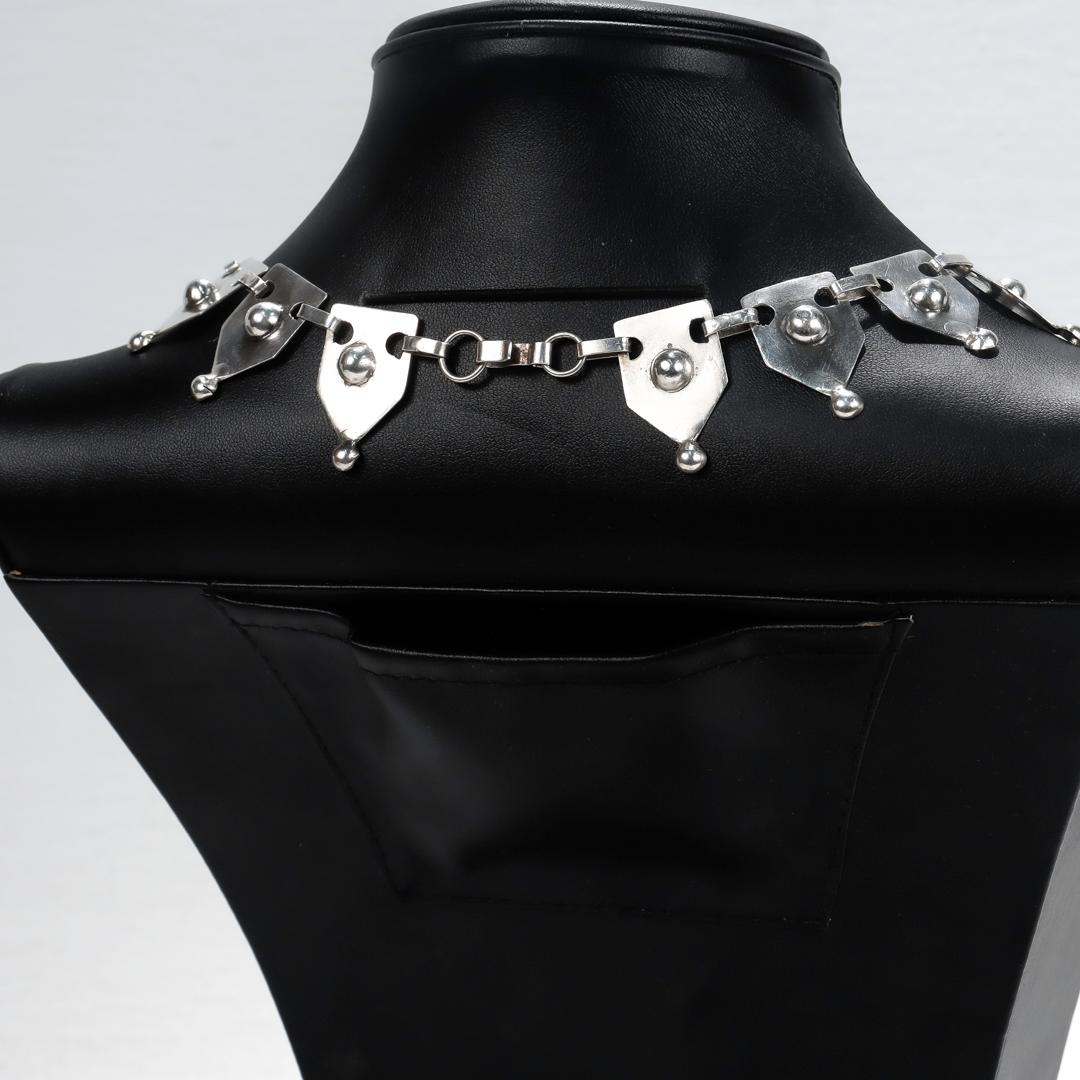 Jorge Chato Castillo Attributed 980 Silver Mexican Collar / Collier Necklace For Sale 4