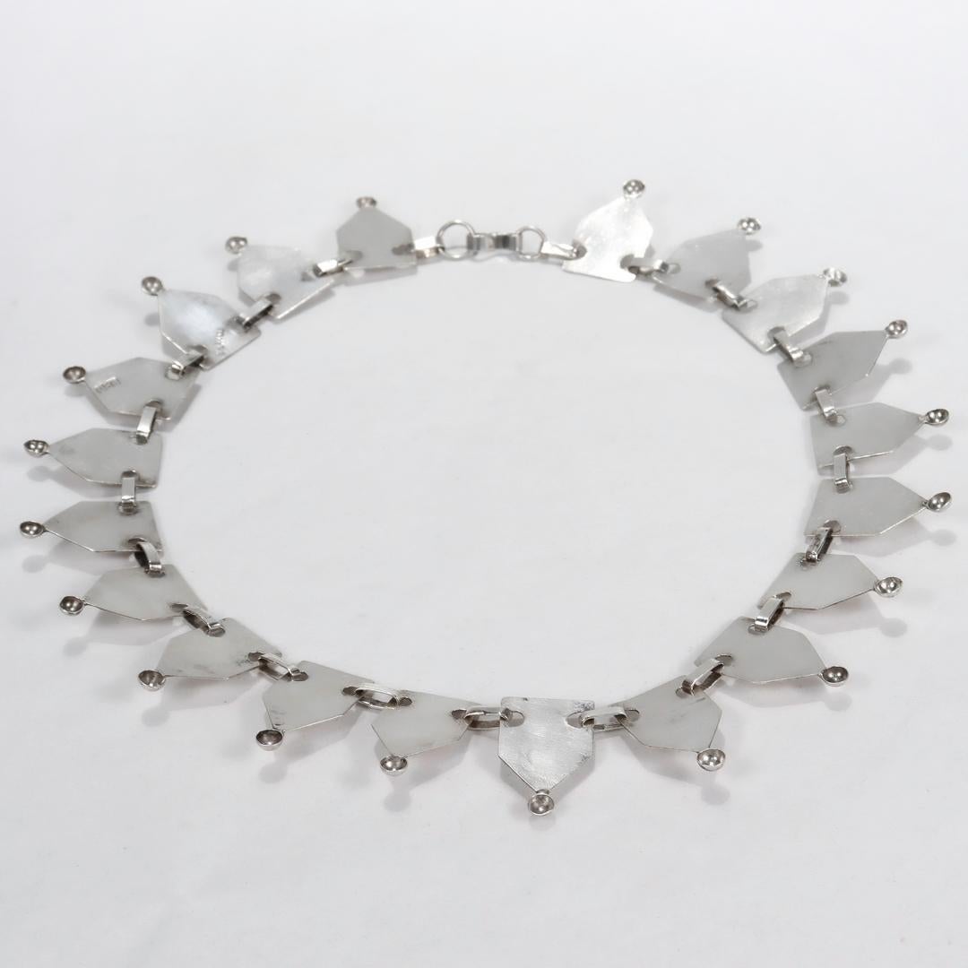Jorge Chato Castillo Attributed 980 Silver Mexican Collar / Collier Necklace For Sale 9