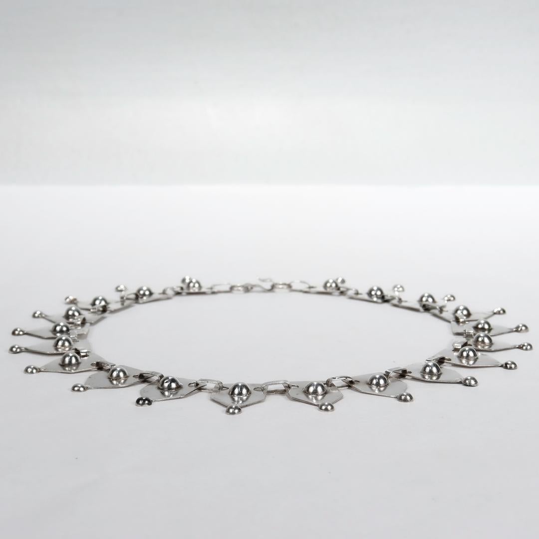 Women's Jorge Chato Castillo Attributed 980 Silver Mexican Collar / Collier Necklace For Sale