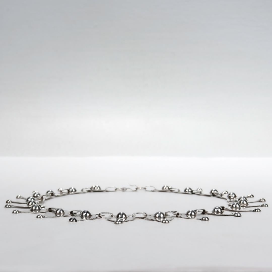 Jorge Chato Castillo Attributed 980 Silver Mexican Collar / Collier Necklace For Sale 1