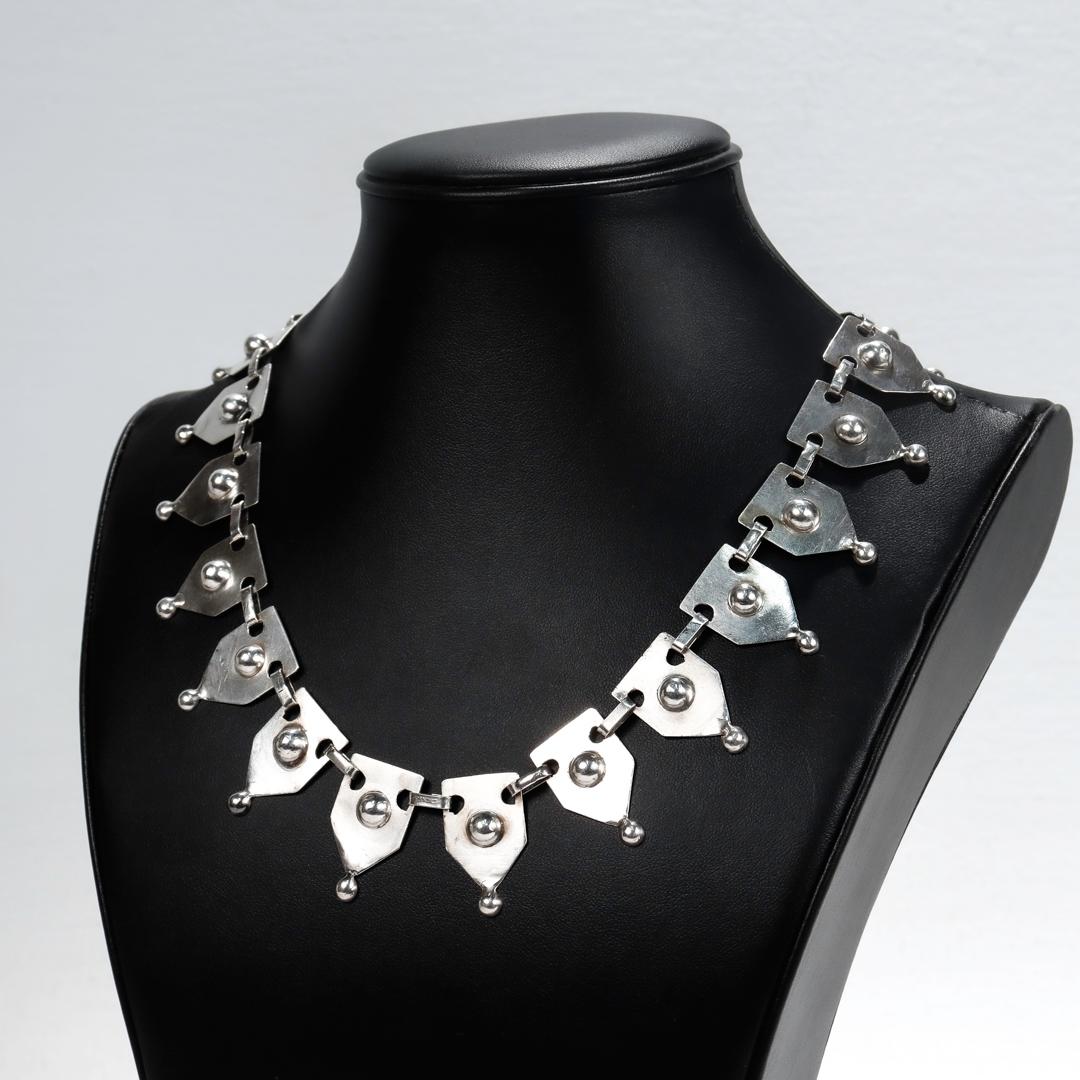 Jorge Chato Castillo Attributed 980 Silver Mexican Collar / Collier Necklace For Sale 2