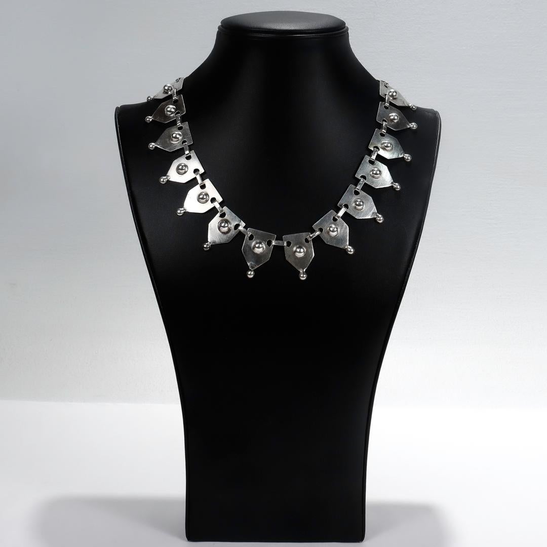 Jorge Chato Castillo Attributed 980 Silver Mexican Collar / Collier Necklace For Sale 3