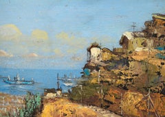 "La Entrade Vieja a Valparaiso" - Chilean Coastal Cityscape in Oil on Canvas