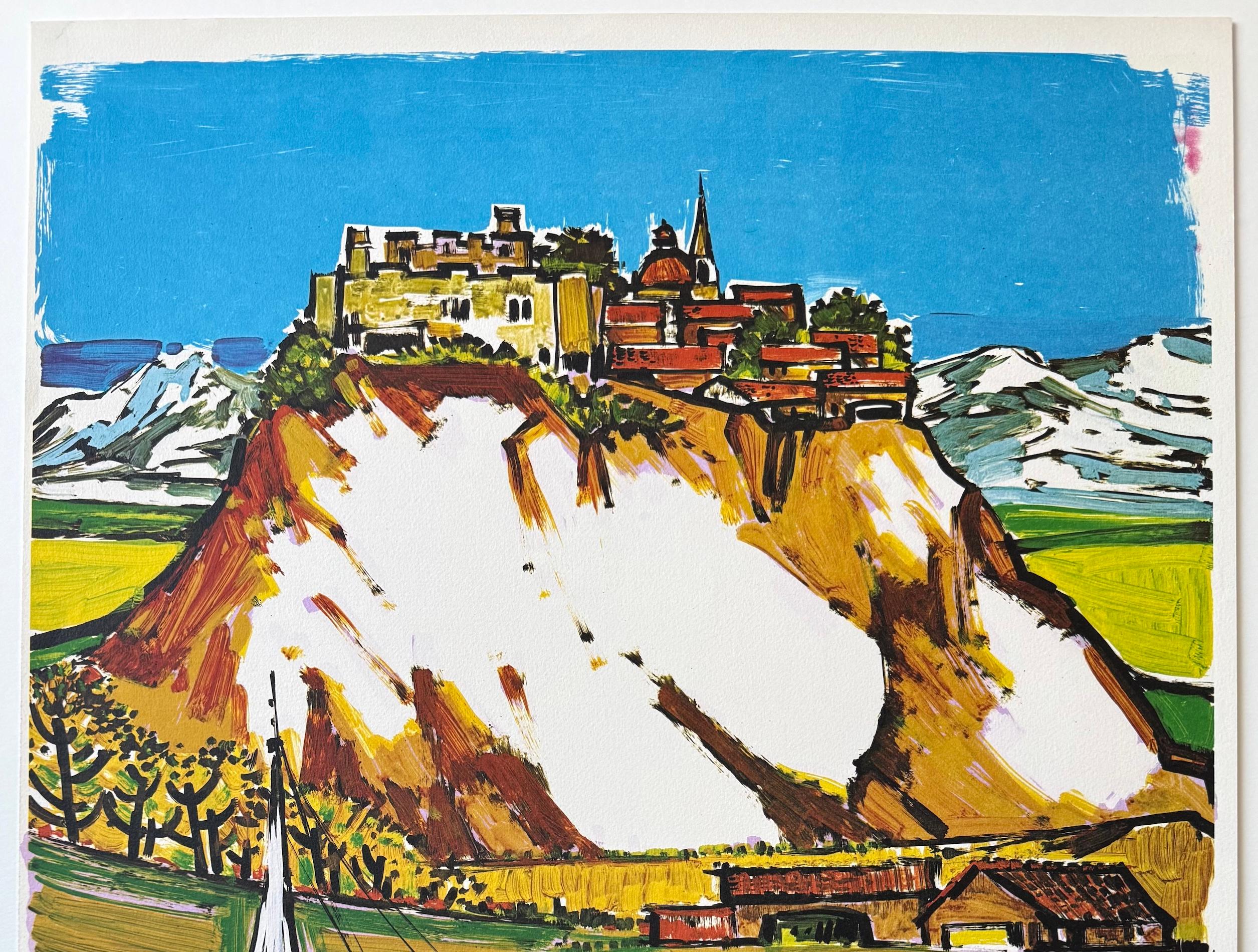 ITALIAN VILLAGE by the South American artist Jorge Dumas, is an original hand drawn lithograph hand proofed and printed using traditional lithography techniques on archival printmaking paper, 100% acid free. ITALIAN VILLAGE exemplifies Dumas'
