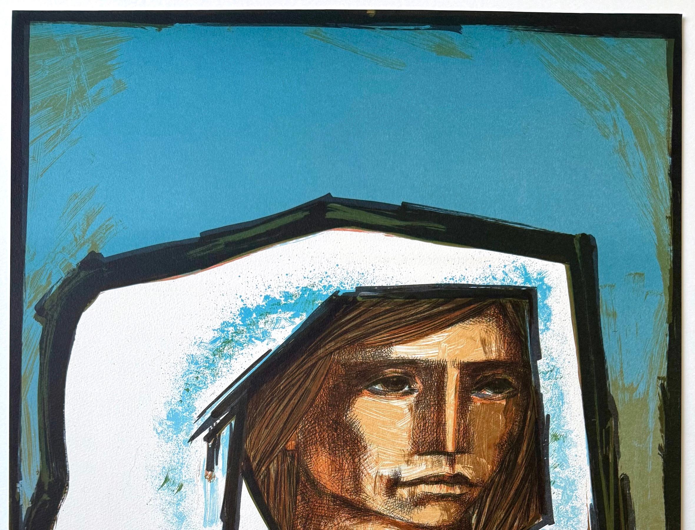 LA NOVIA by the South American artist Jorge Dumas, is an original hand drawn lithograph hand proofed and printed using traditional lithography techniques on archival printmaking paper, 100% acid free. LA NOVIA exemplifies Dumas' expressive approach