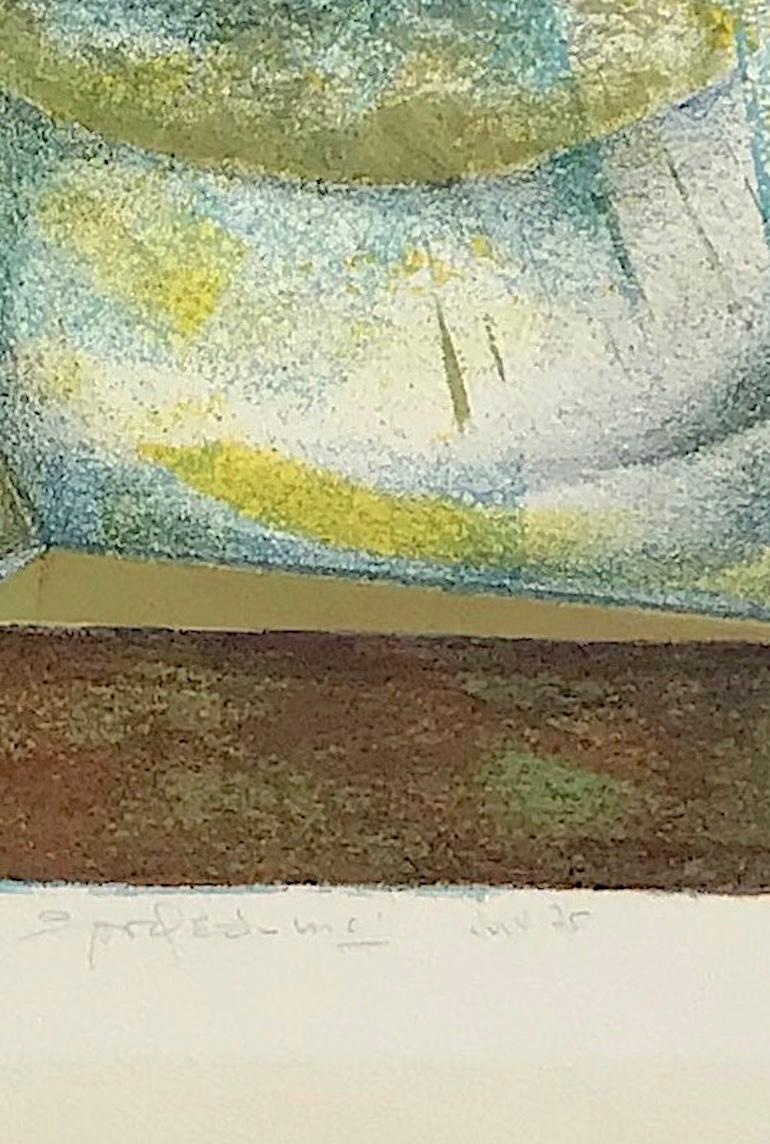 SERENATA DE GUITARRA Litografía Firmada, Mujer Estilo Cubista, Música, Arte Latino en venta 3