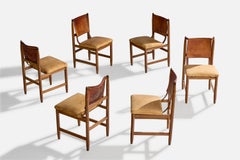 Jorge Jabour Mauad, chaises de salle à manger, cuir, bois, Brésil, 1960