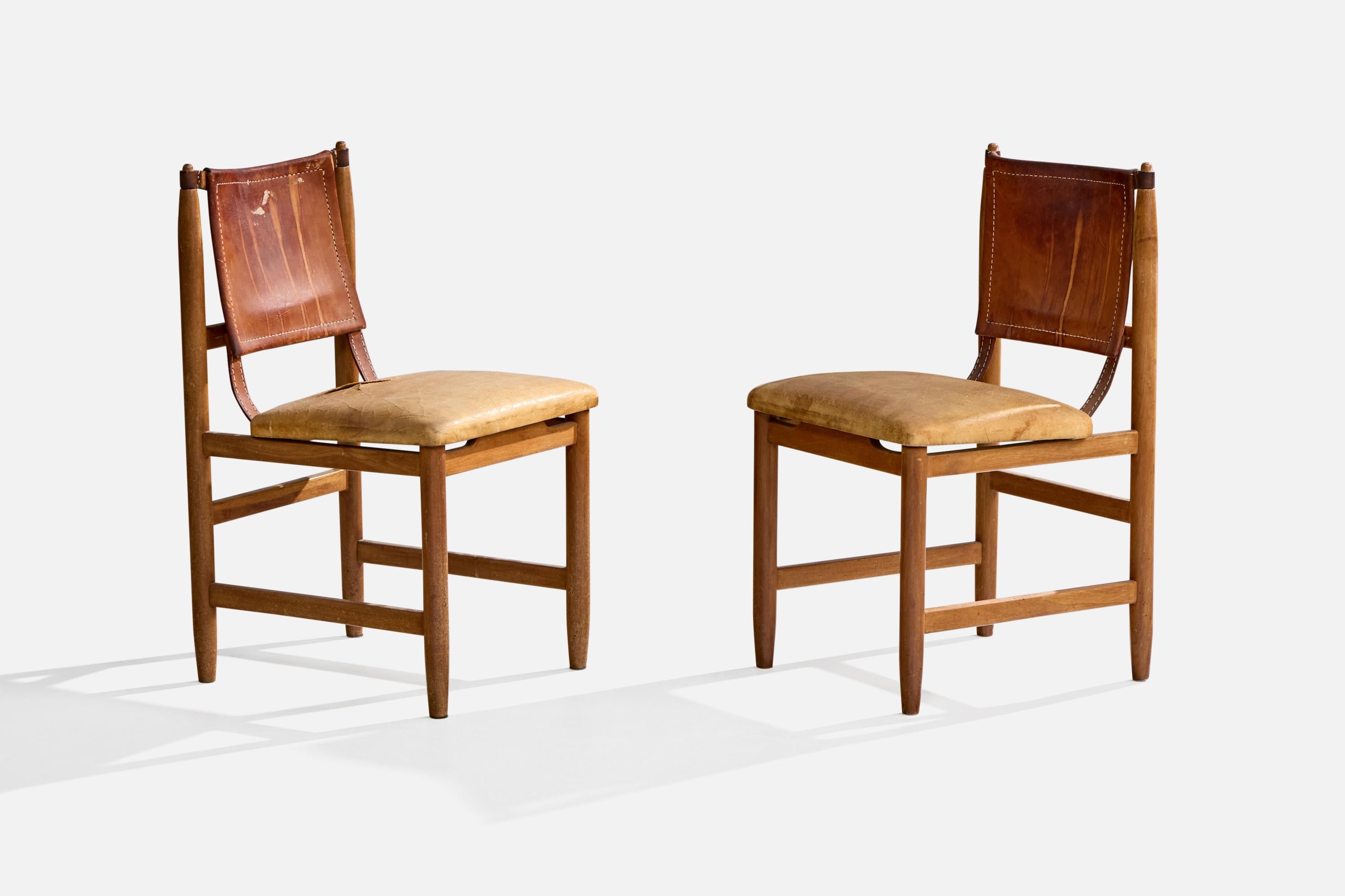Jorge Jabour Mauad, Sillas de comedor, Cuero, Madera, Brasil, 1960 Moderno de mediados de siglo en venta