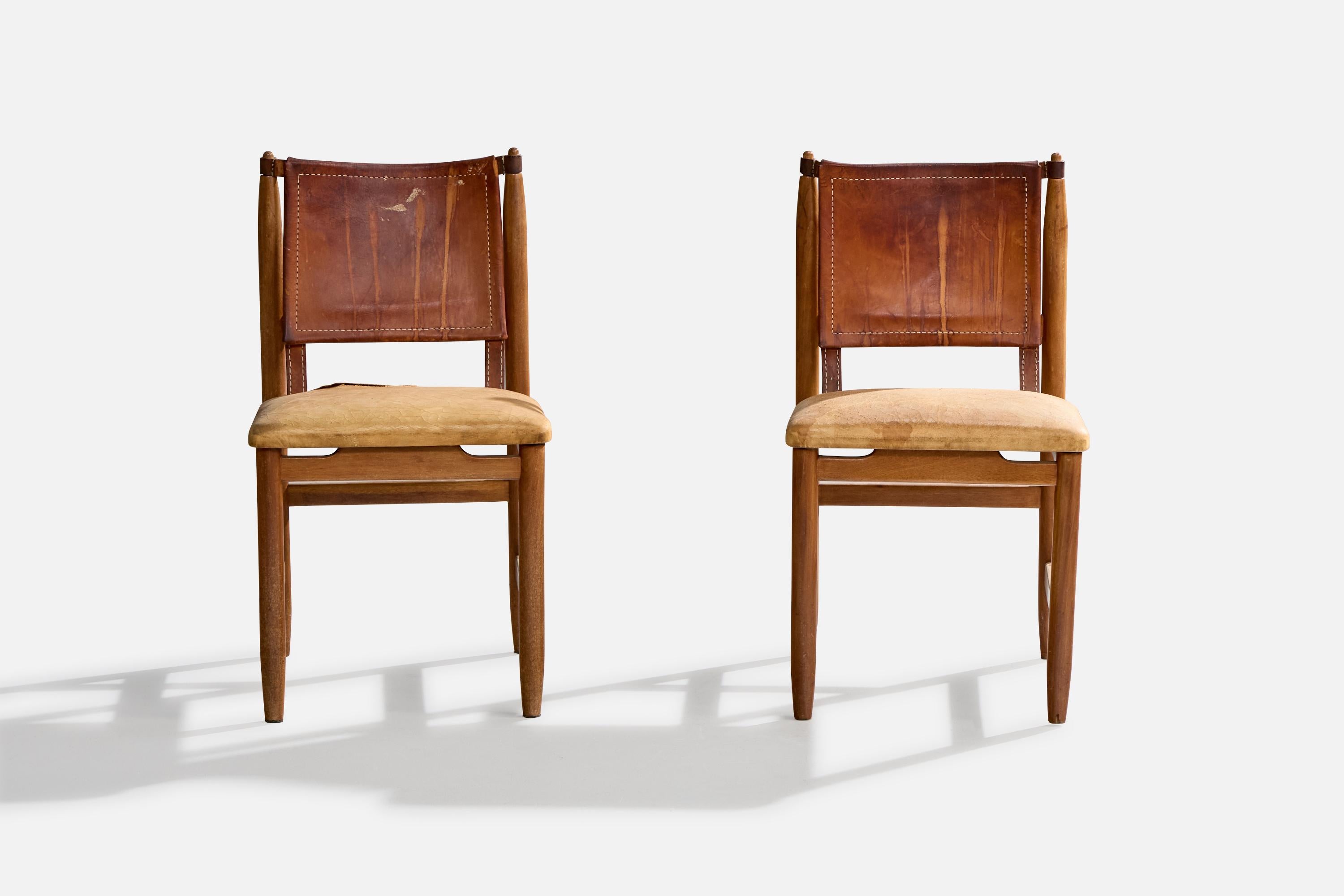 Jorge Jabour Mauad, Sillas de comedor, Cuero, Madera, Brasil, 1960 Brasileño en venta