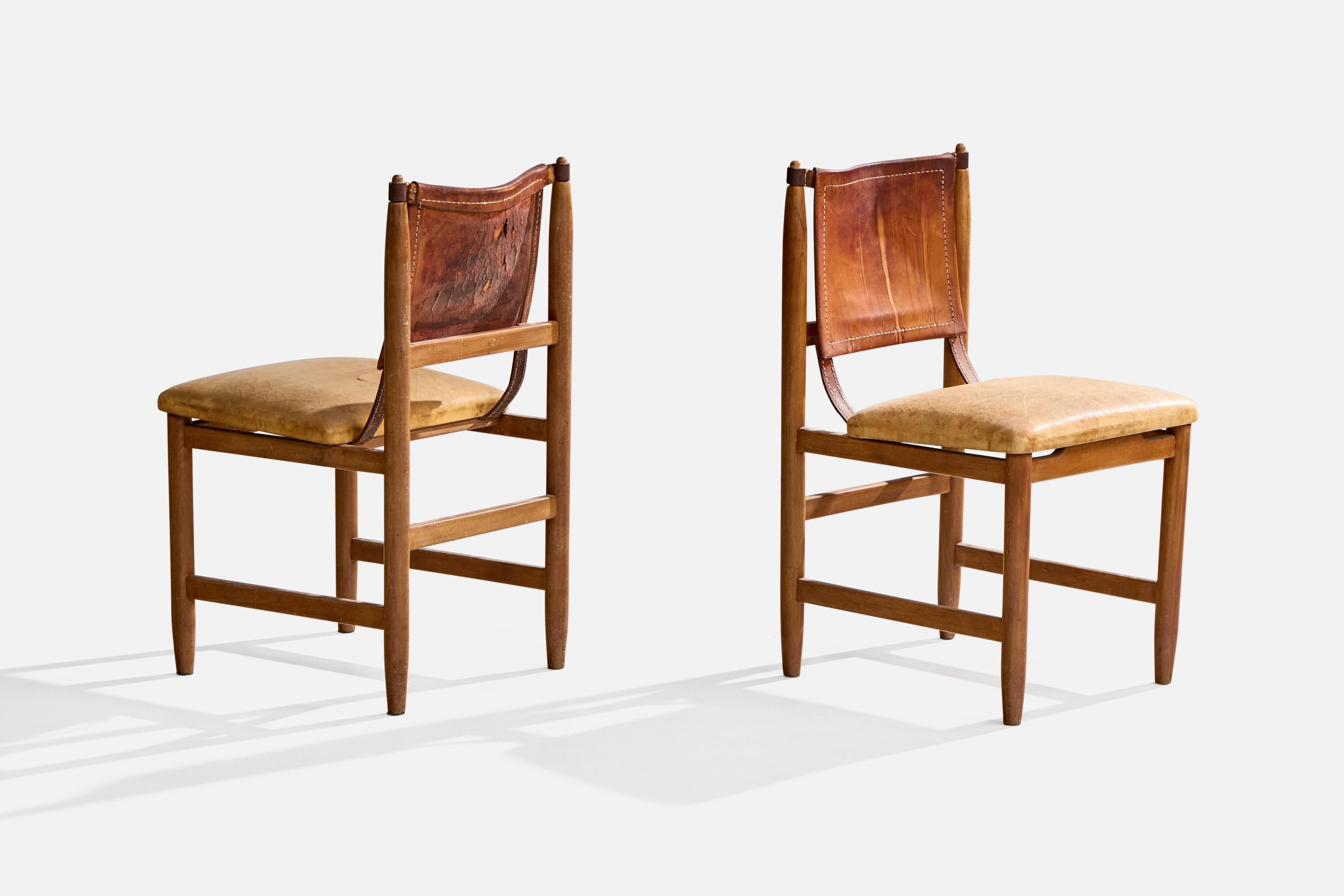 Jorge Jabour Mauad, Sillas de comedor, Cuero, Madera, Brasil, 1960 en Bueno estado para la venta en High Point, NC