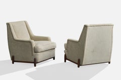 Jorge Jabour Mauad, Lounge-Stühle, Holz, Stoff, Brasilien, 1960er Jahre