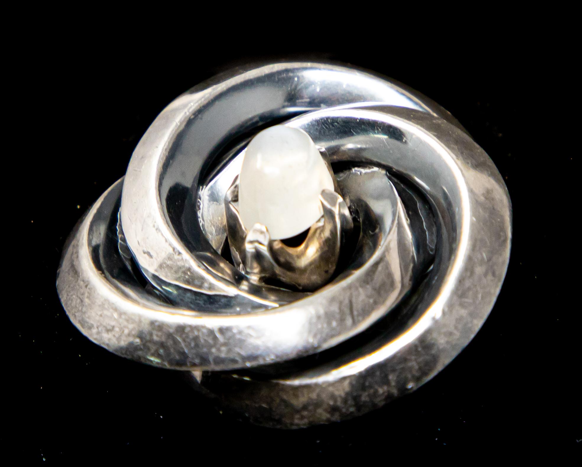 Other Jorge Jensen Sterling Silver with Moonstone Brooch For Sale