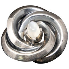 Jorge Jensen Sterling Silver with Moonstone Brooch