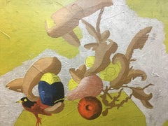 Jorge Castillo 8 Golden Yellow Surreal. 1985 original abstract acrylic canvas