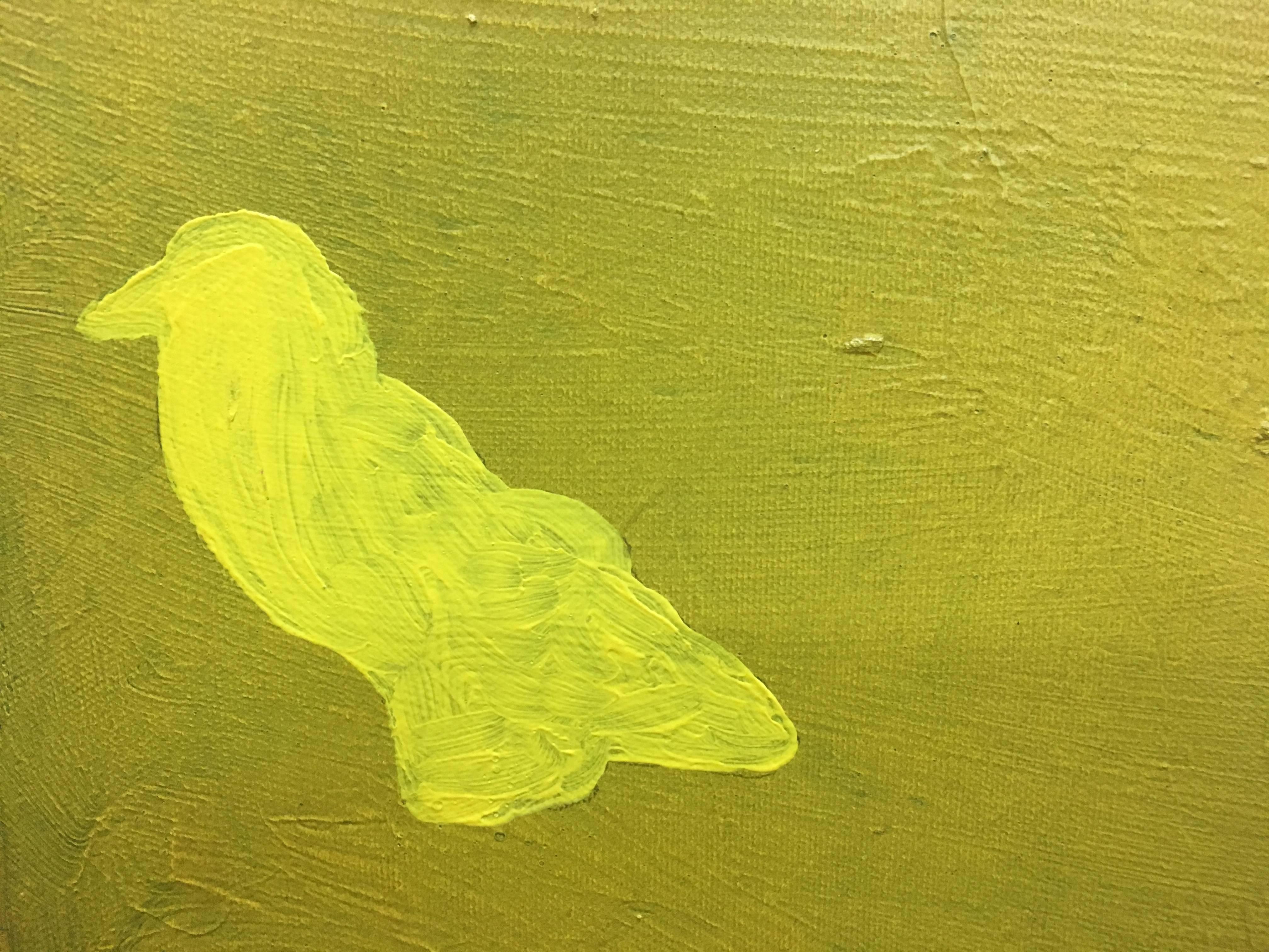 Jorge Castillo  Golden Yellow Surreal. 1985 original abstract acrylic canvas  For Sale 2