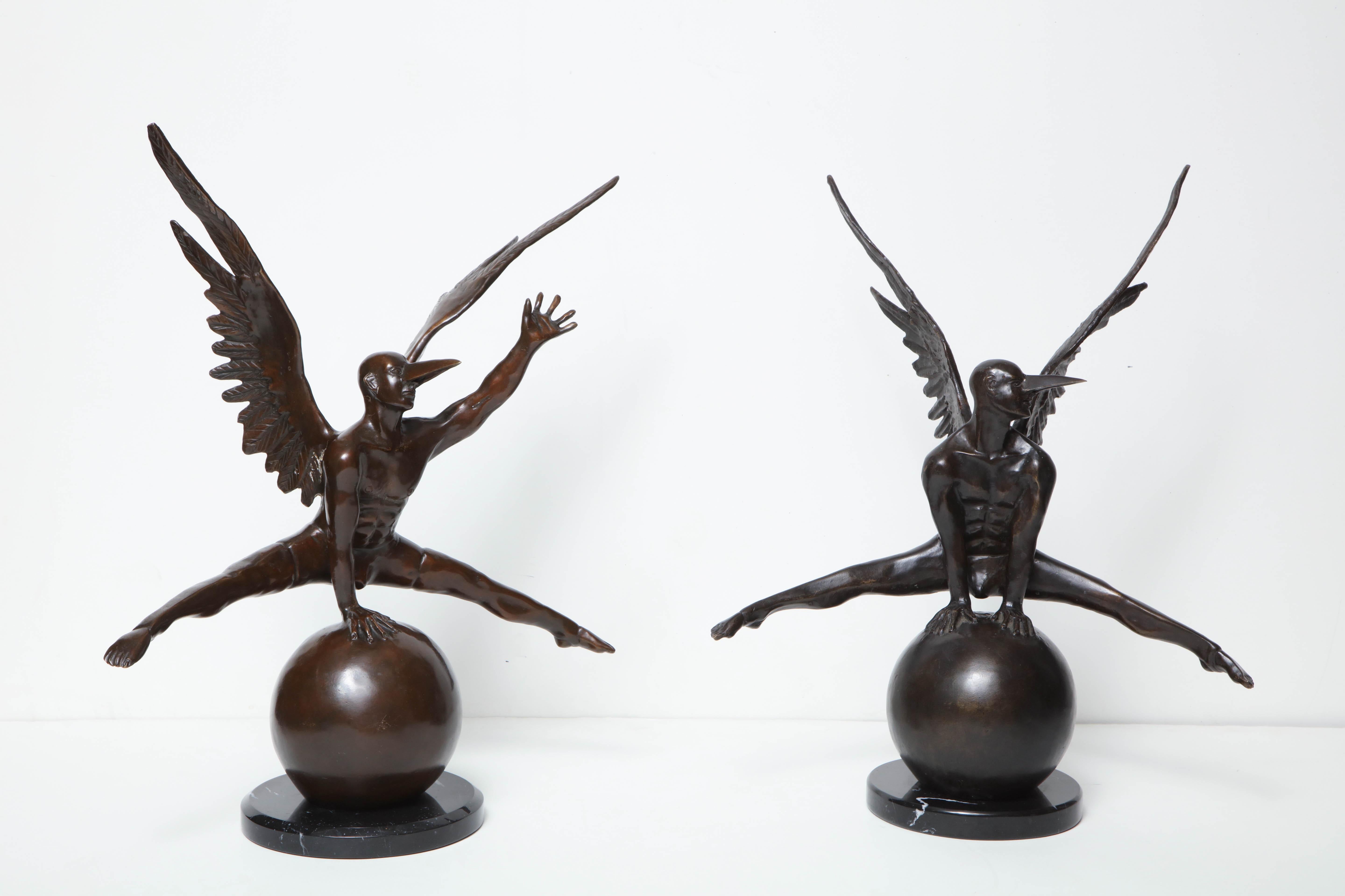 Jorge Marin Signed Bronze Figure on a Ball with Carnival Mask 4
