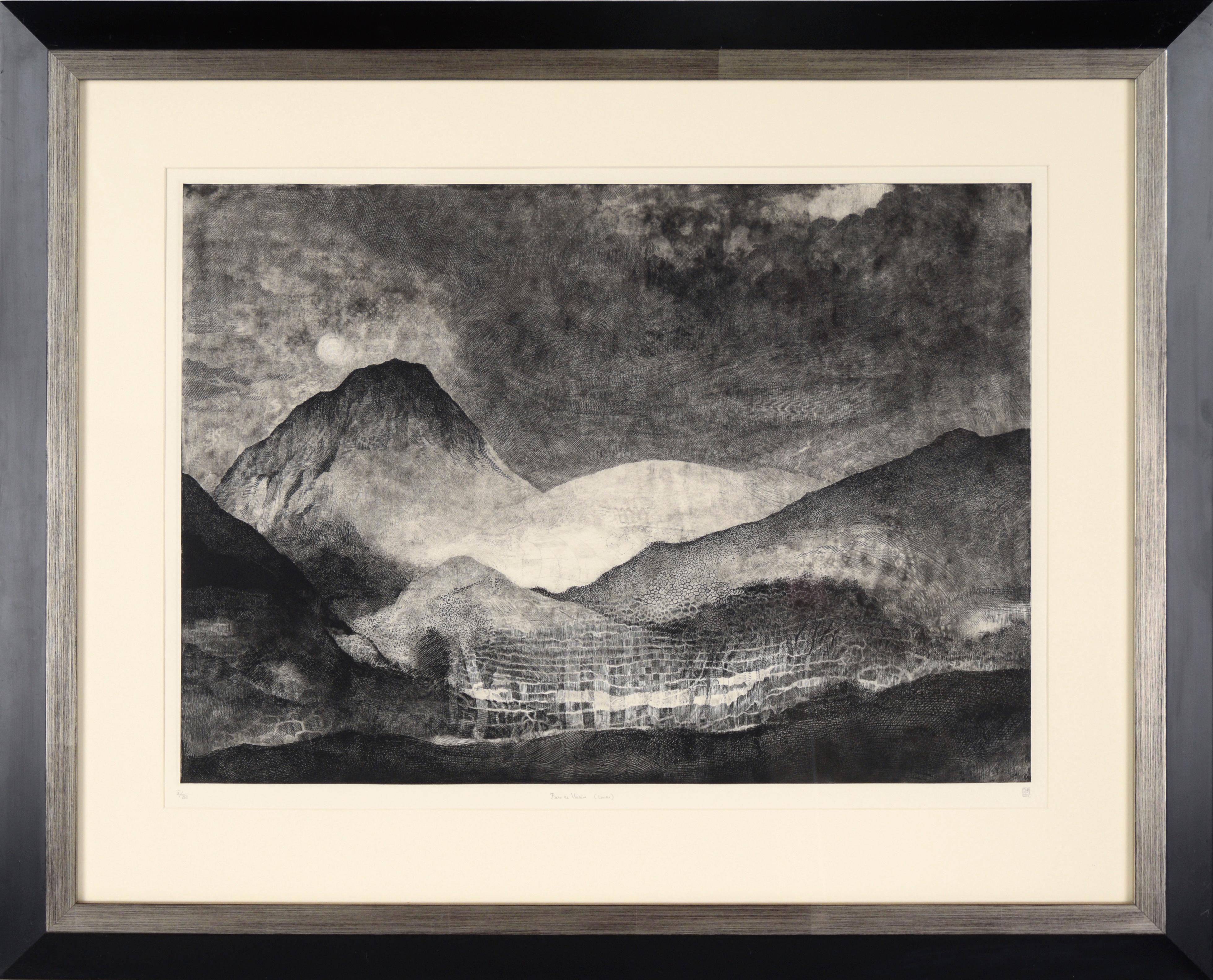 Landscape Print di Jorge Martínez García - "Bajo el Volcan" Acquaforte e acquatinta su carta d'archivio, Edizione limitata X/XXII