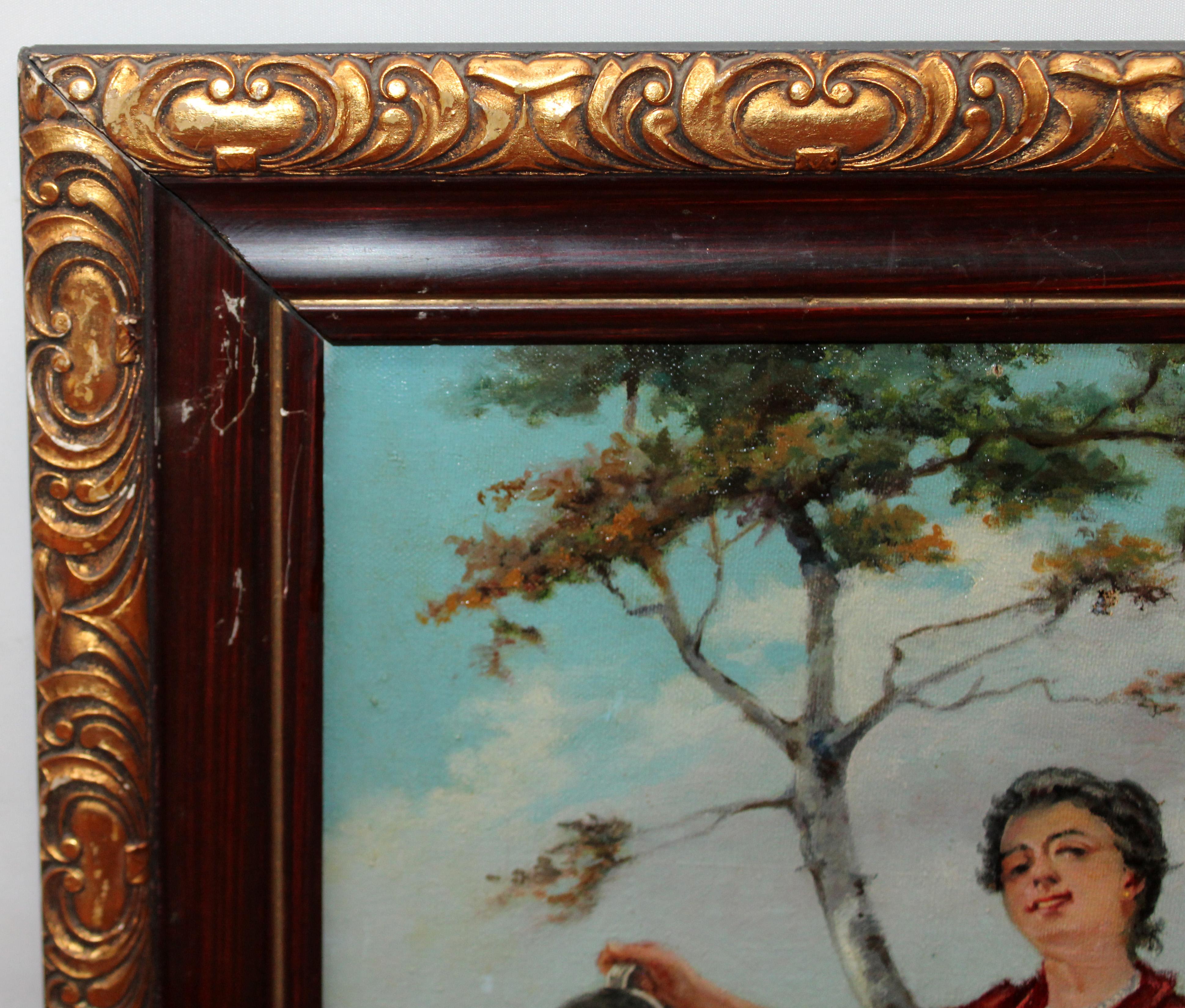 Jorge Mateo Serrano (XIX-XX) - Óleo sobre tela - La jardinera andaluza For Sale 9