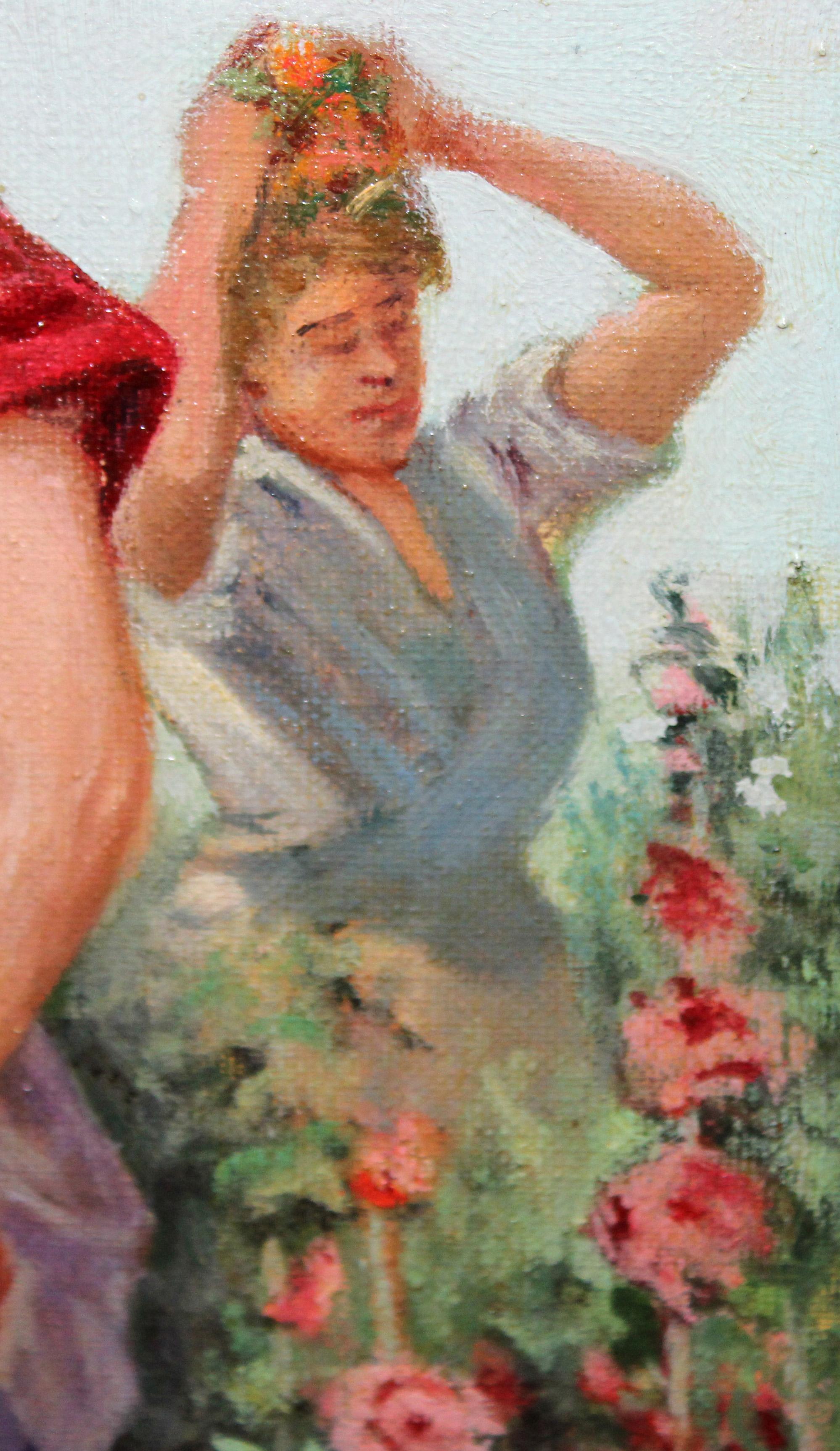 Jorge Mateo Serrano (XIX-XX) - Óleo sobre tela - La jardinera andaluza For Sale 7