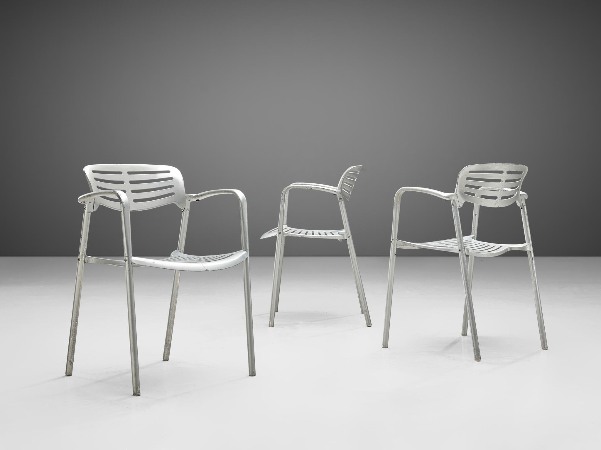 Aluminum Jorge Pensi 'Toledo' Armchairs in Aluminium For Sale