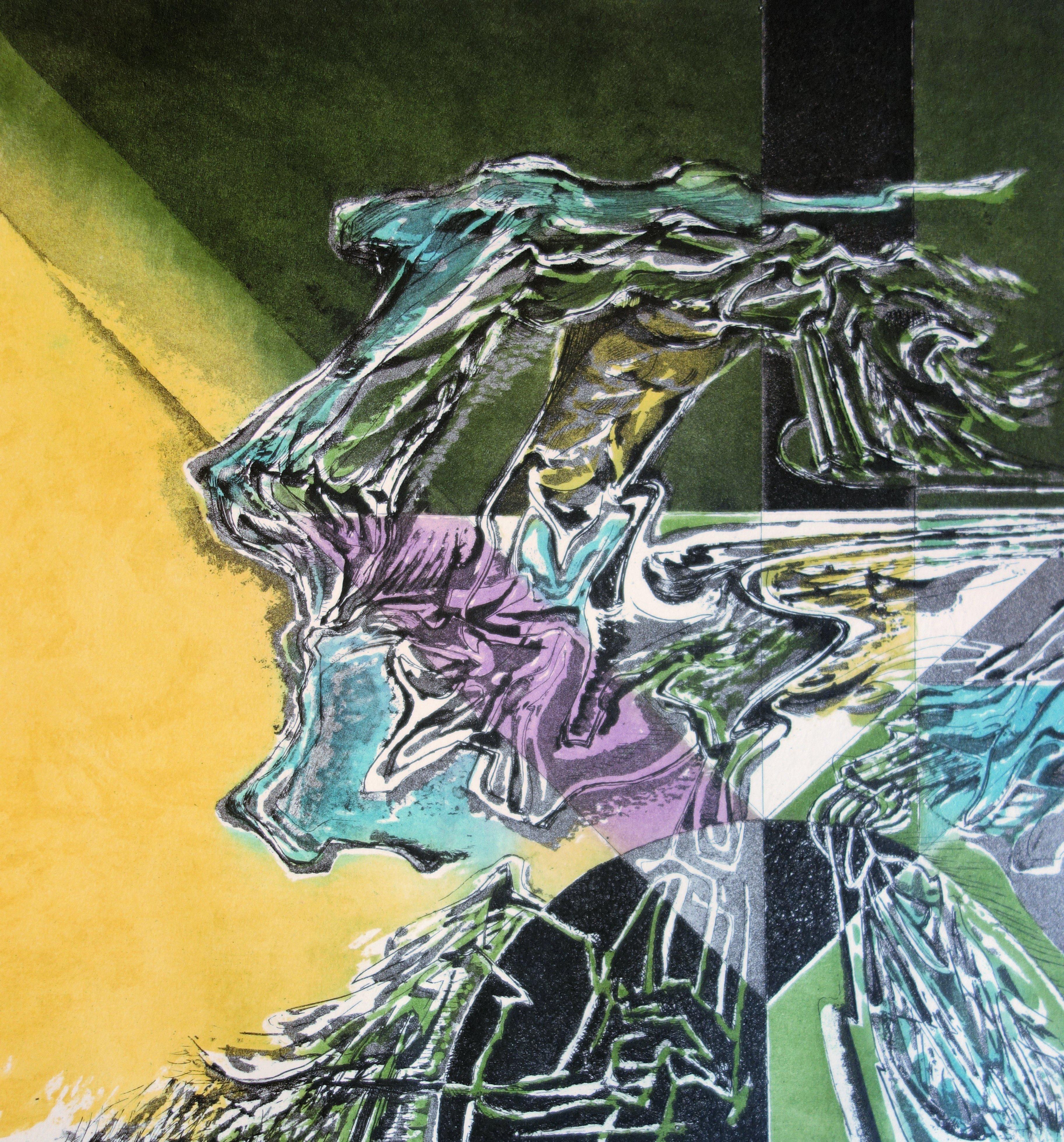 « The Lawyer », eau-forte et aquatinte originales en couleur, 1967 - Print de Jorge Perez-Roman