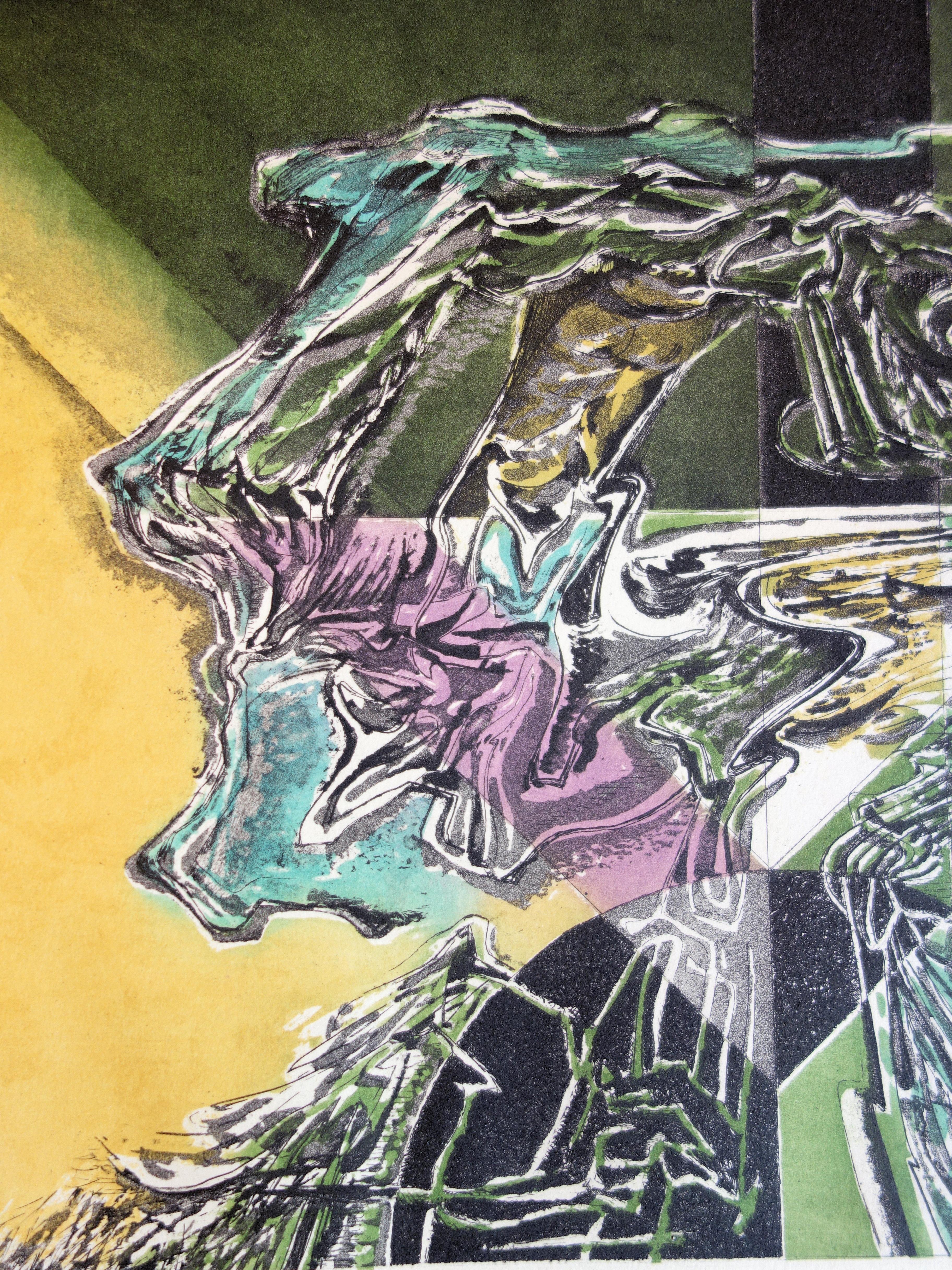 « The Lawyer », eau-forte et aquatinte originales en couleur, 1967 - Abstrait Print par Jorge Perez-Roman