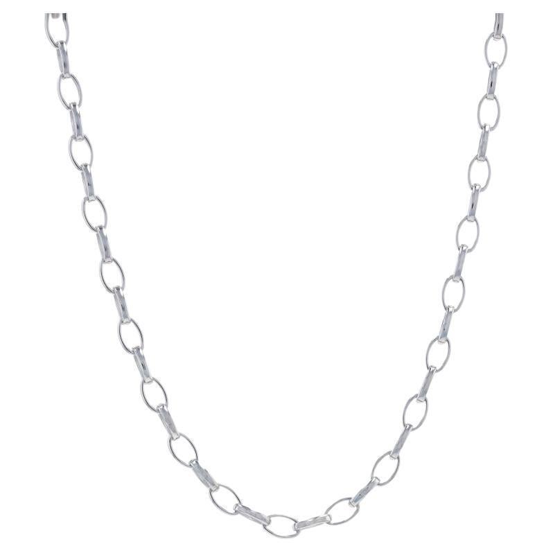 Jorge Revilla Elongated Oval Cable Chain Necklace 17 1/2" - Sterling Silver 925 For Sale