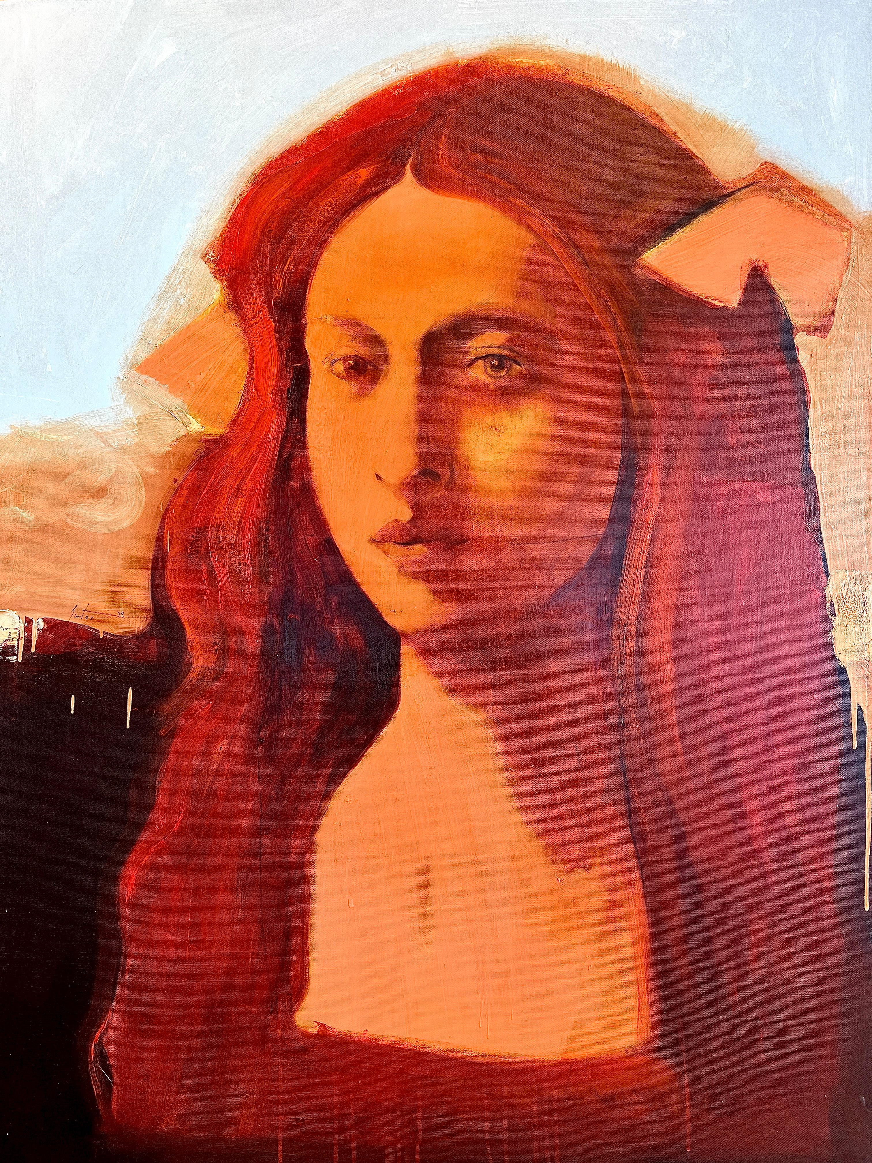 Jorge Santos Marcos Figurative Painting - Portrait in Sienna