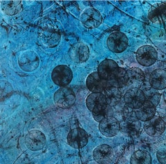Jorge Sardinas, (Cuban 1950-2004) Blue Abstract Oil Painting 36”x 36”. Signed.