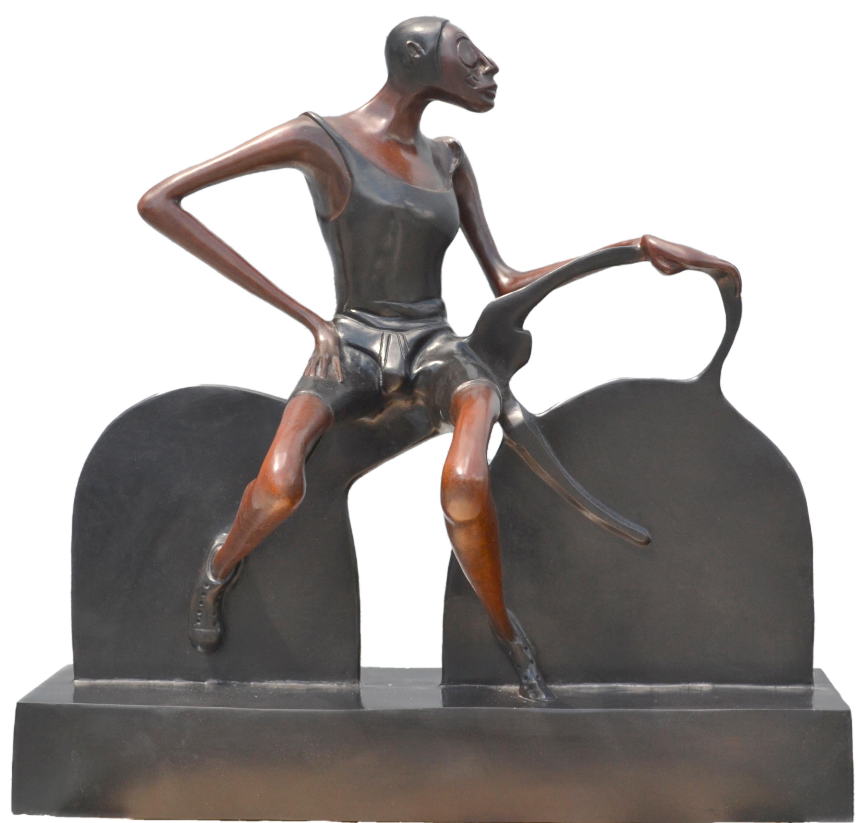 Jorge Seguí, Ciclista IX, bronze, édition 7/7, 1990-1995 - Or Figurative Sculpture par Jorge Seguí 
