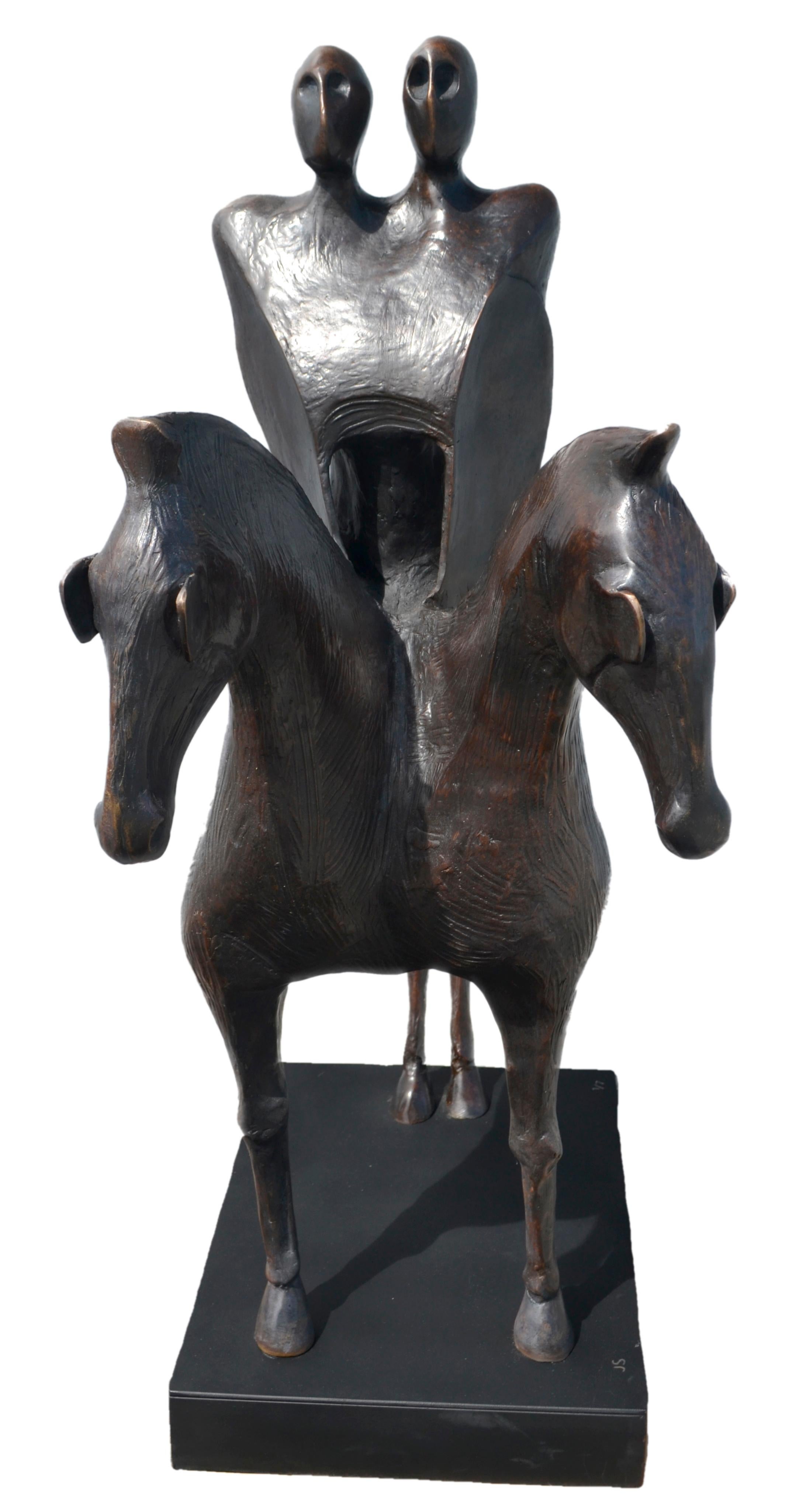 Jorge Seguí,  Falsos Heroes en Caballos Míticos, 2010-2013, Bronze, Edition 1/7  - Gold Figurative Sculpture by Jorge Seguí 