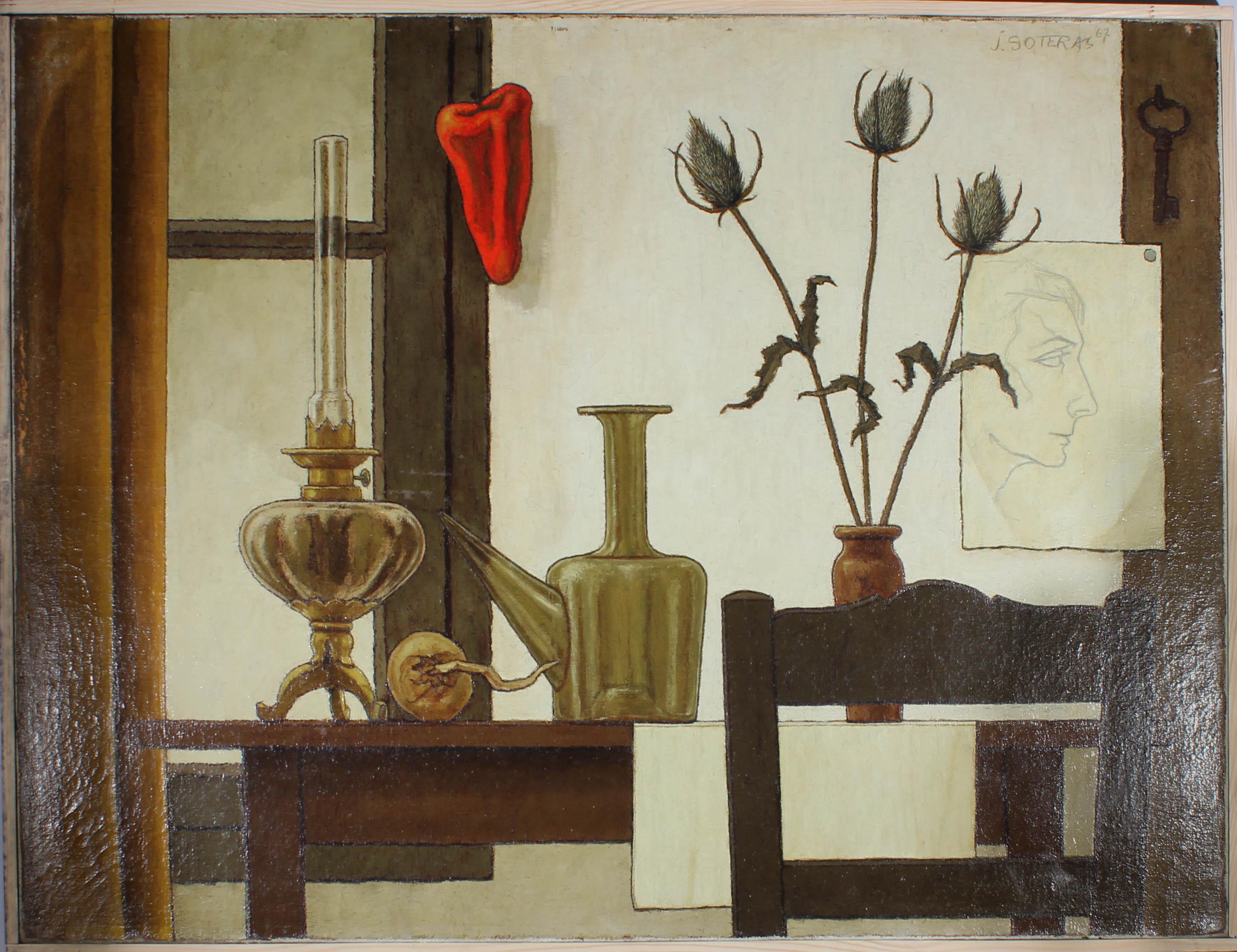 Jorge Soteras (1917-1990) - French School 1967 Oil, Still Life With Thistles 1