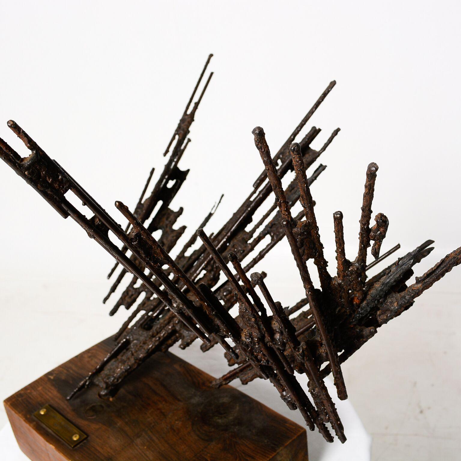 Bronze Jorge Stanyo Kaminsky Mexican Modern Abstract Brutalist Iron Sculpture 1977