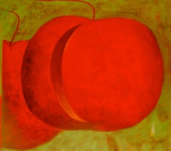 Abstract Red and Green Floating Red Apples