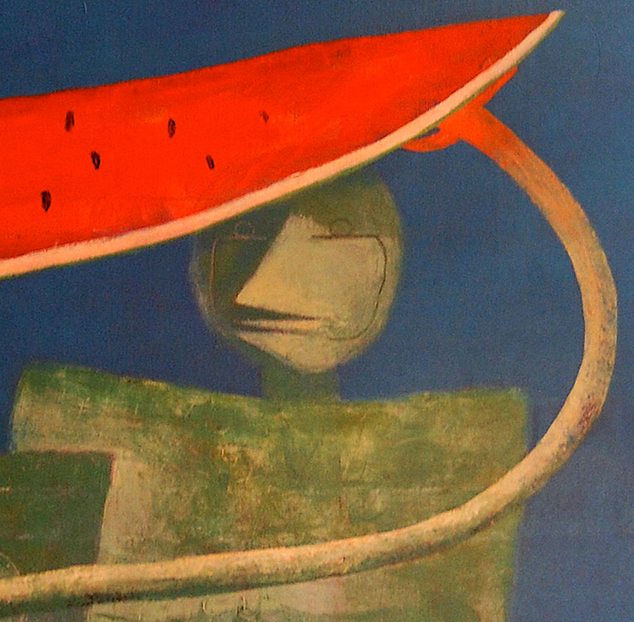 Jorge Vallejos (Peru 1965); Character with Watermelon; oil on canvas For Sale 1