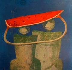 Jorge Vallejos (Peru 1965); Character with Watermelon; oil on canvas