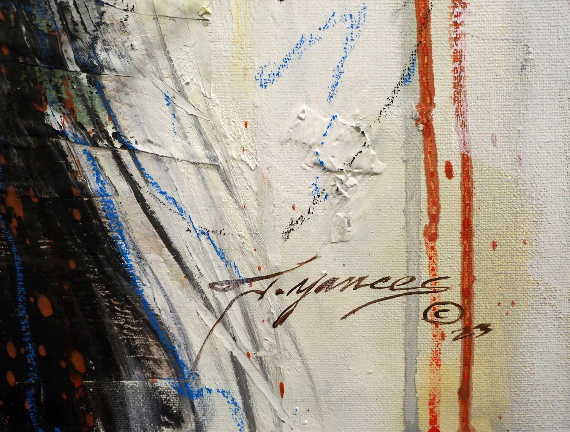 Count Your Blessings ritrae una giovane donna con gli occhi azzurri e le labbra rosse circondata da fiori bianchi e rossi attraverso l'uso di pittura, grafite e collage. Yances riflette la tradizione letteraria latina del realismo magico, fondendo