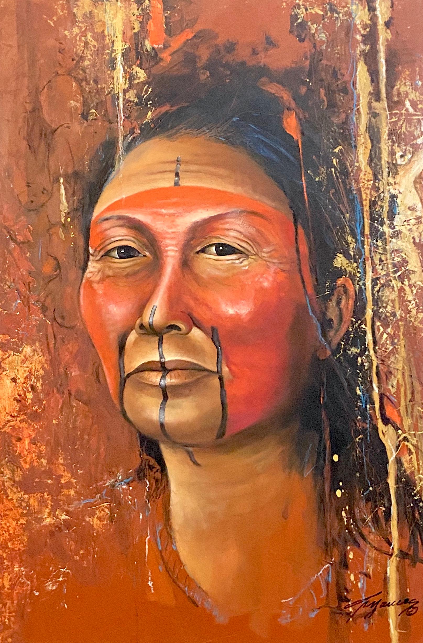 Faces of the Amazon II - Painting by Jorge Yances