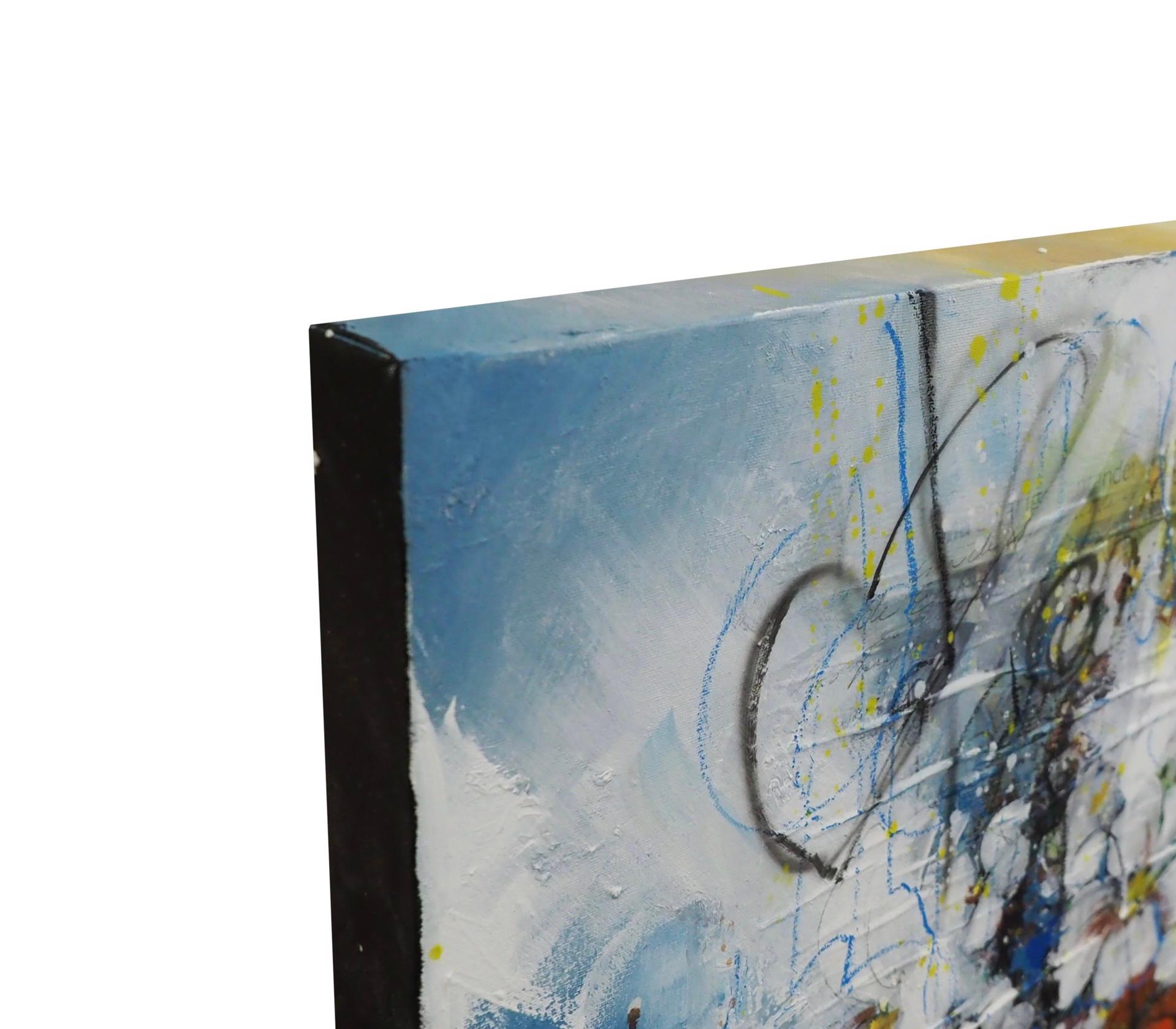 Donde crece el amor retrata a una joven de ojos avellana y labios azules rodeada de flores blancas mediante el uso de pintura, grafito y collage. Yances refleja la tradición literaria latina del realismo mágico mezclando fantasía y realidad en