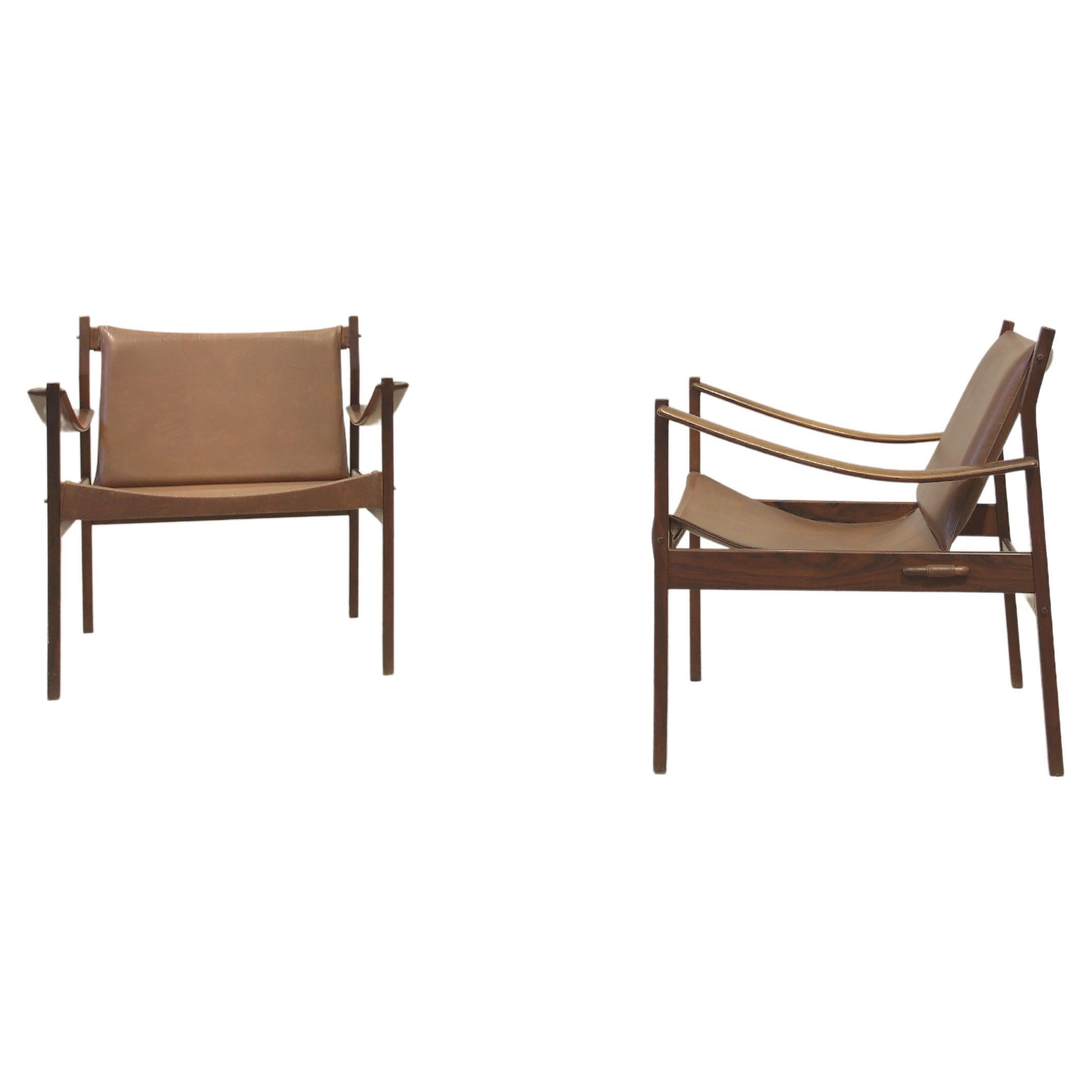 Jorge Zalszupin 720 armchairs in jacaranda Circa 1960 For Sale