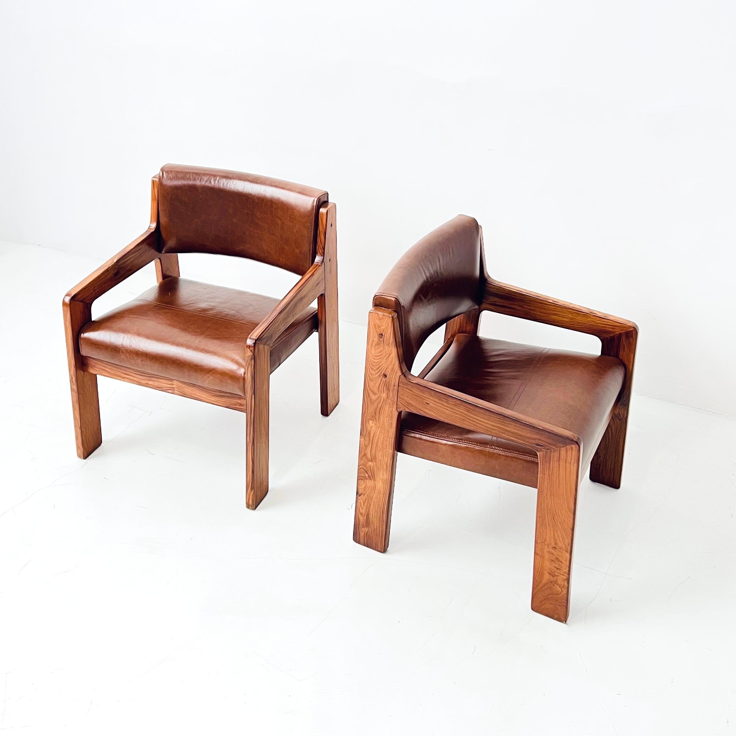 Leather Jorge Zalszupin Caviuna Arm Chairs from 'Hotel Nacional' in Rio de Janeiro