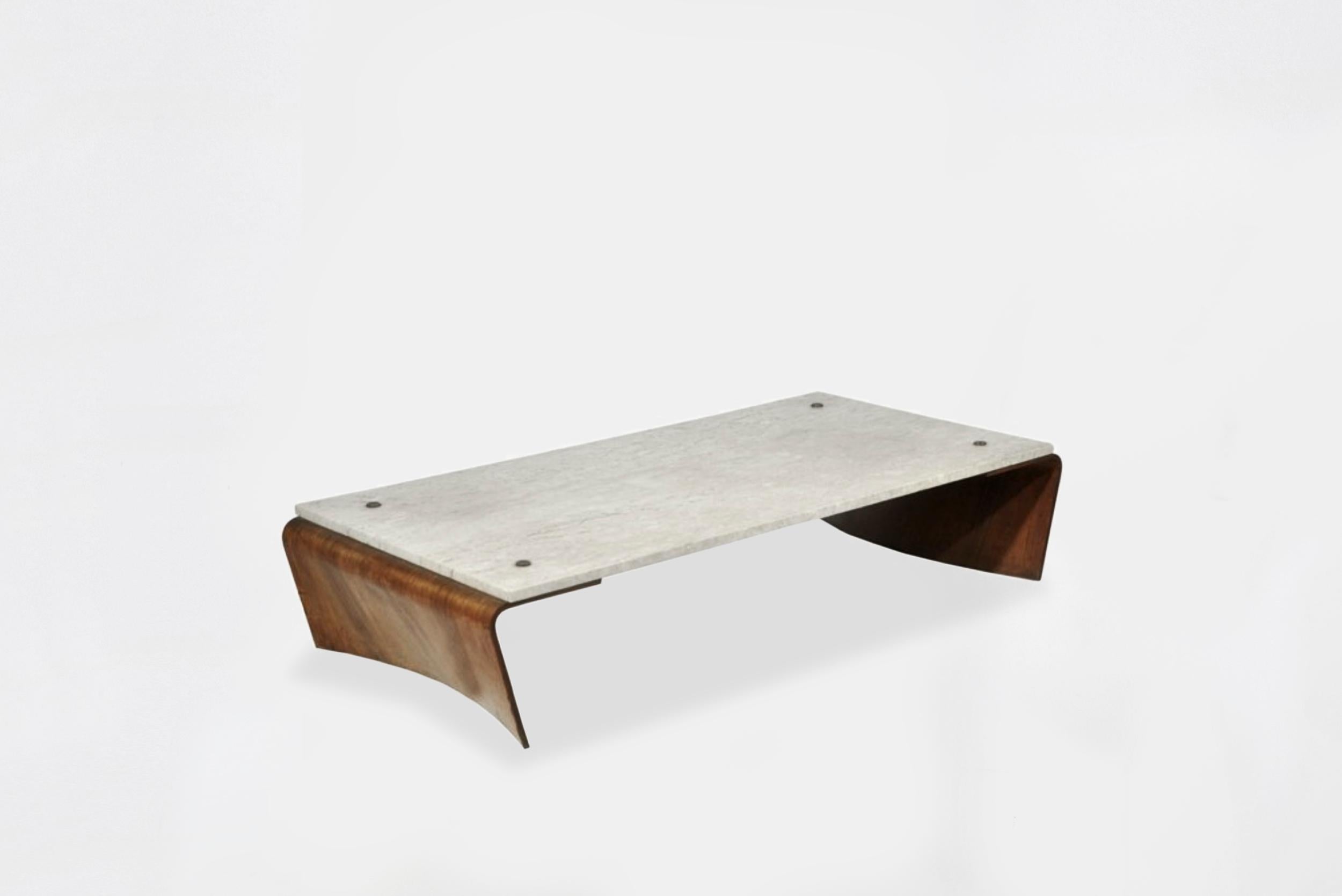 Jorge Zalszupin 
Coffee table model “Romana”
Manufactured by L’Atelier
Brazil, 1960s
Jacaranda, marble
From the archives of Side Gallery, Barcelona
Measurements:
137.16 cm x 68.58 cm x 30.48 H cm
54 in x 27 in x 12 H in

Literature
Maria
