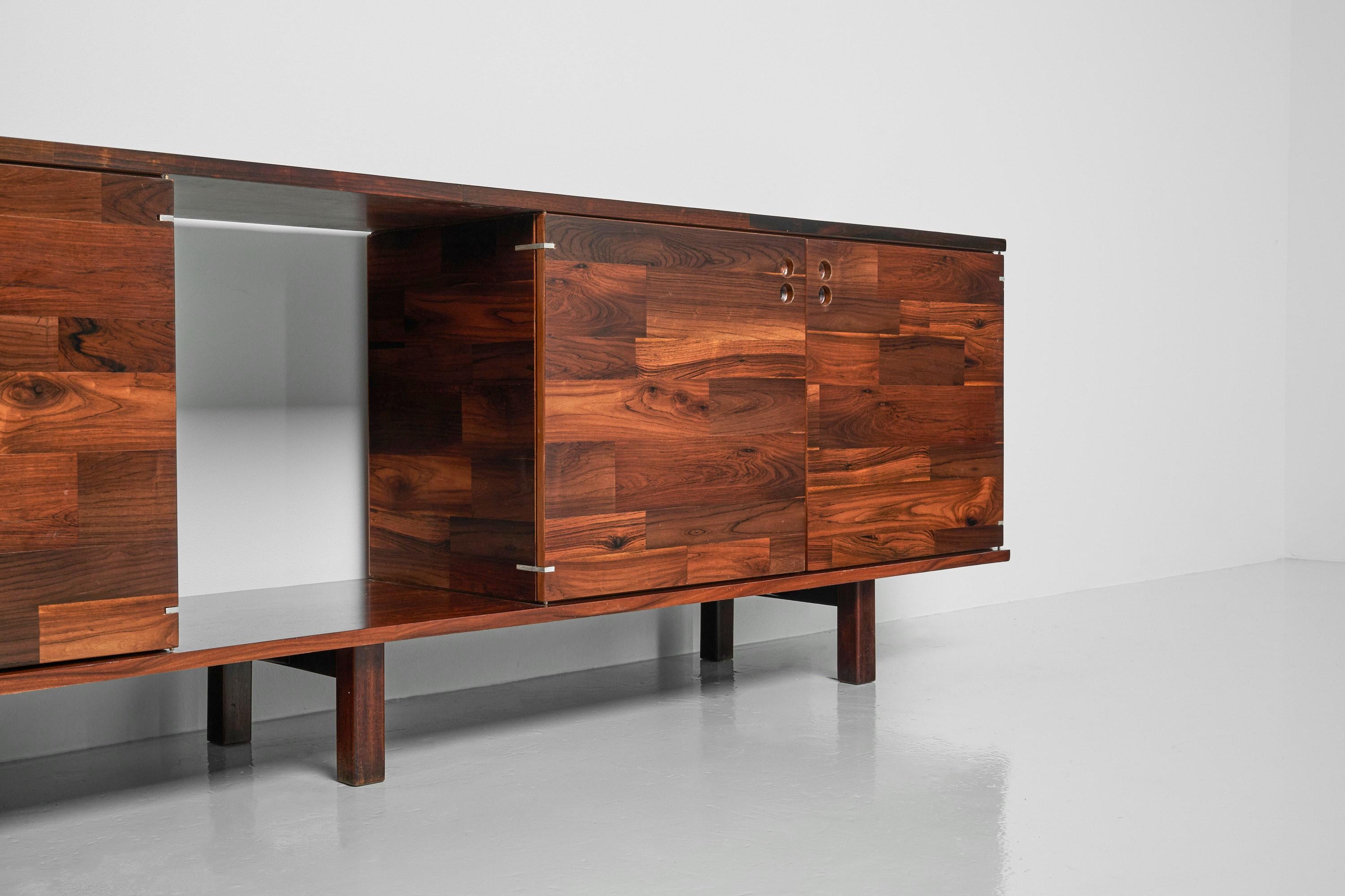 Beautiful large sized but sophisticated sideboard from the componivel series designed by Jorge Zalszupin and manufactured by his own company L'Atelier, Brazil 1959. Modular furniture by Jorge is instantly recognizable, as he was the first one to