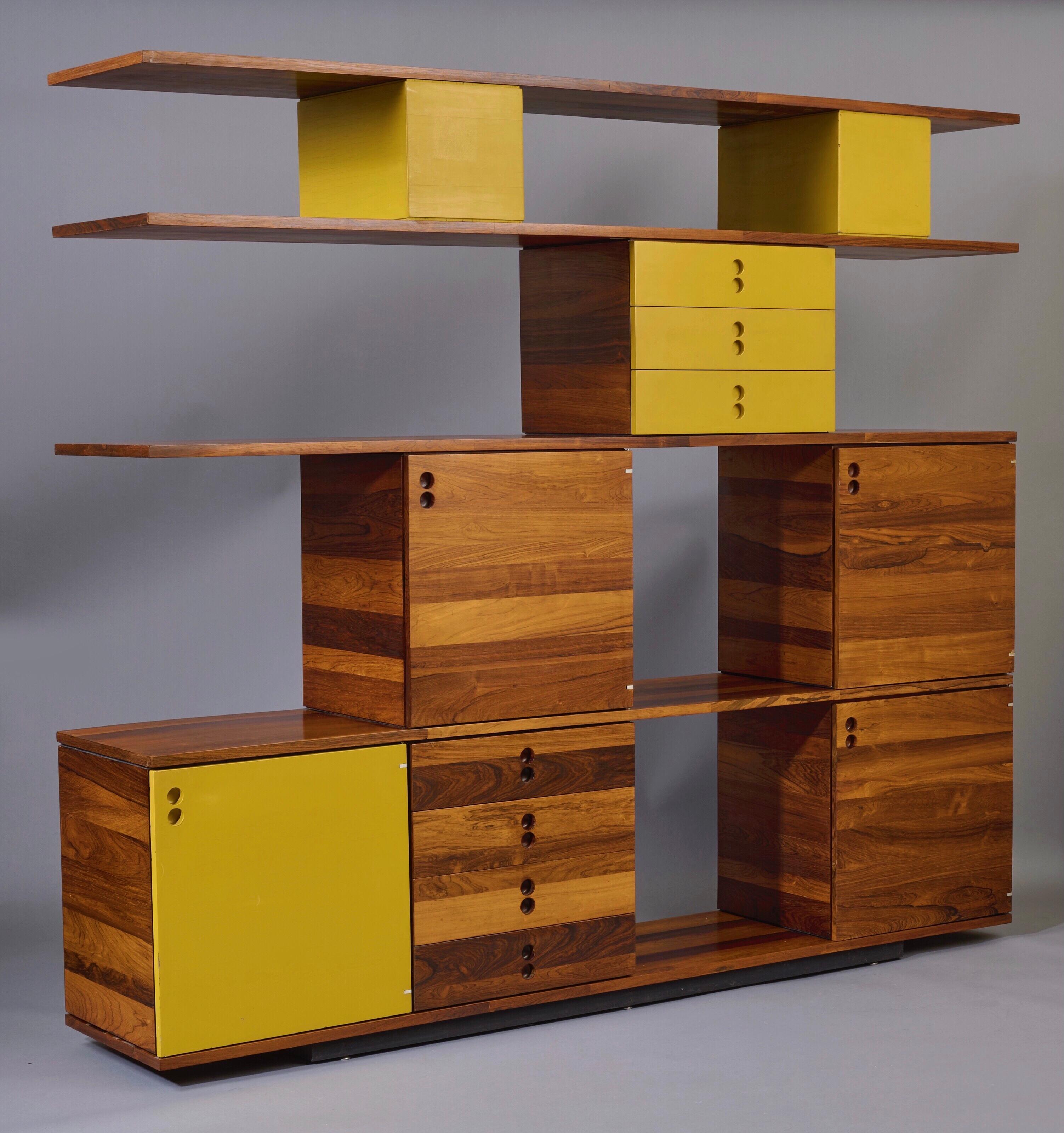 Mid-Century Modern Jorge Zalszupin, Exceptional Cabinet and Bookcase in Jacaranda, Brazil 1960s For Sale