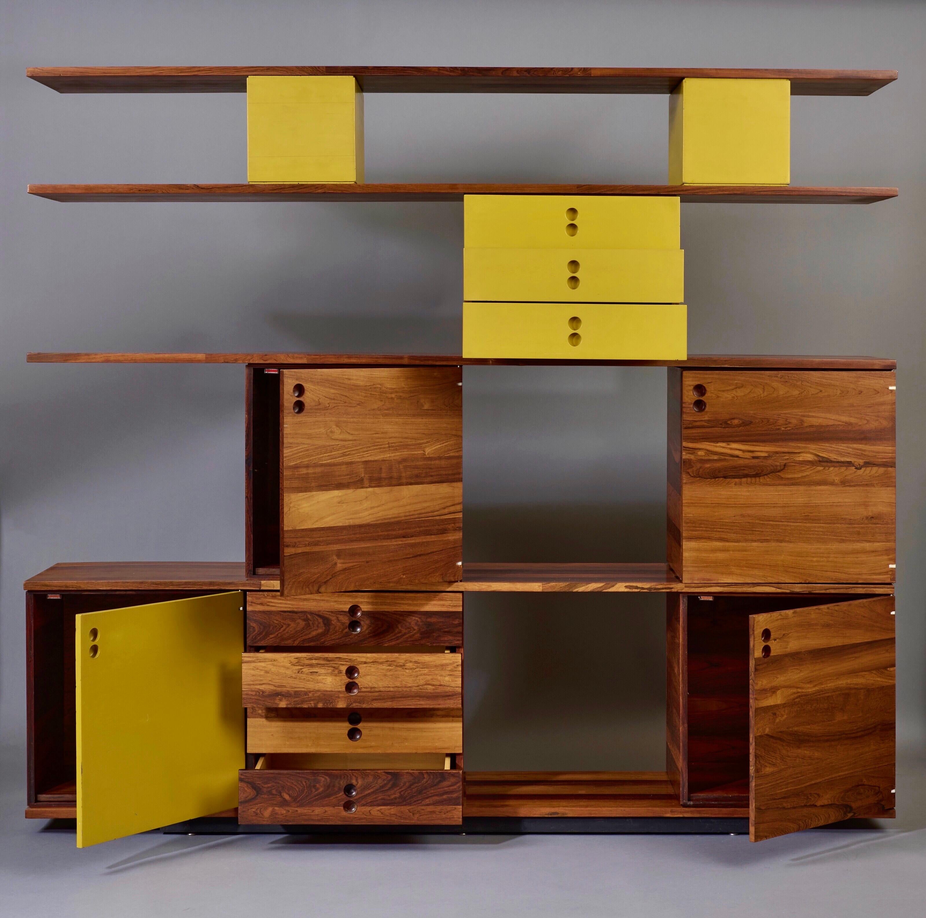 Mid-20th Century Jorge Zalszupin, Exceptional Cabinet and Bookcase in Jacaranda, Brazil 1960s For Sale
