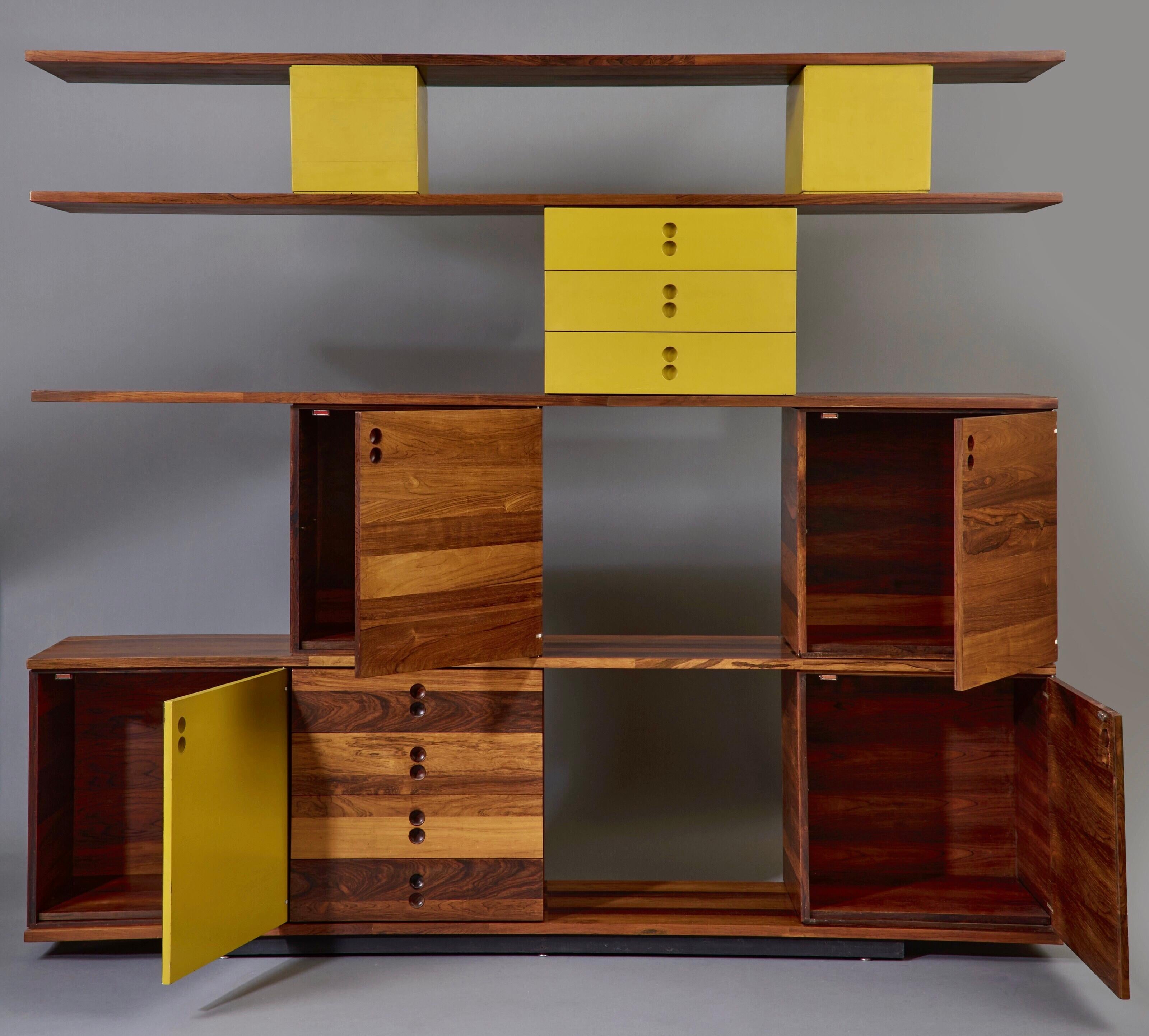 Wood Jorge Zalszupin, Exceptional Cabinet and Bookcase in Jacaranda, Brazil 1960s For Sale