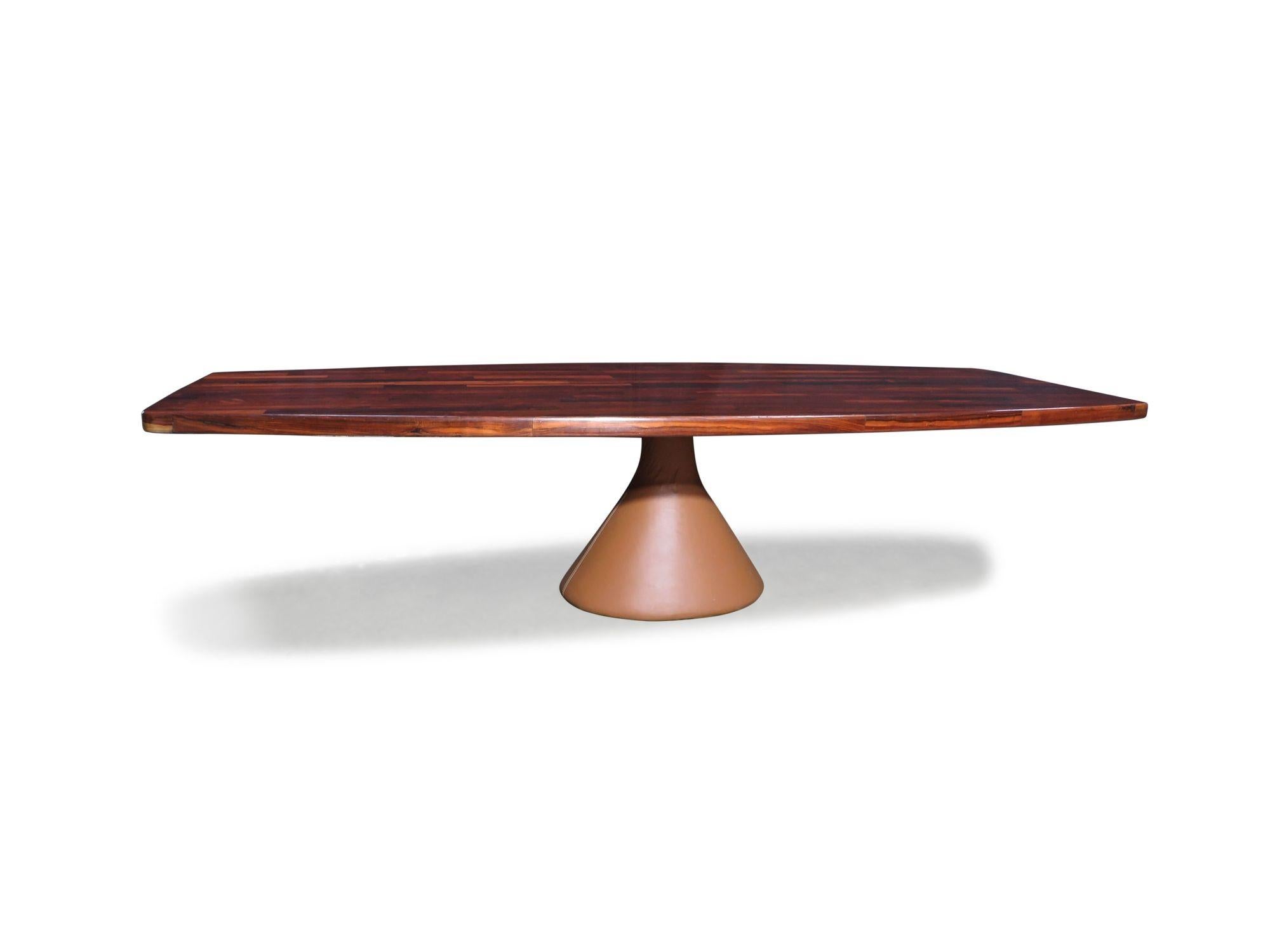 Steel Jorge Zalszupin L'atelier Guanabara Rosewood Dining or Conference Pedestal Table For Sale