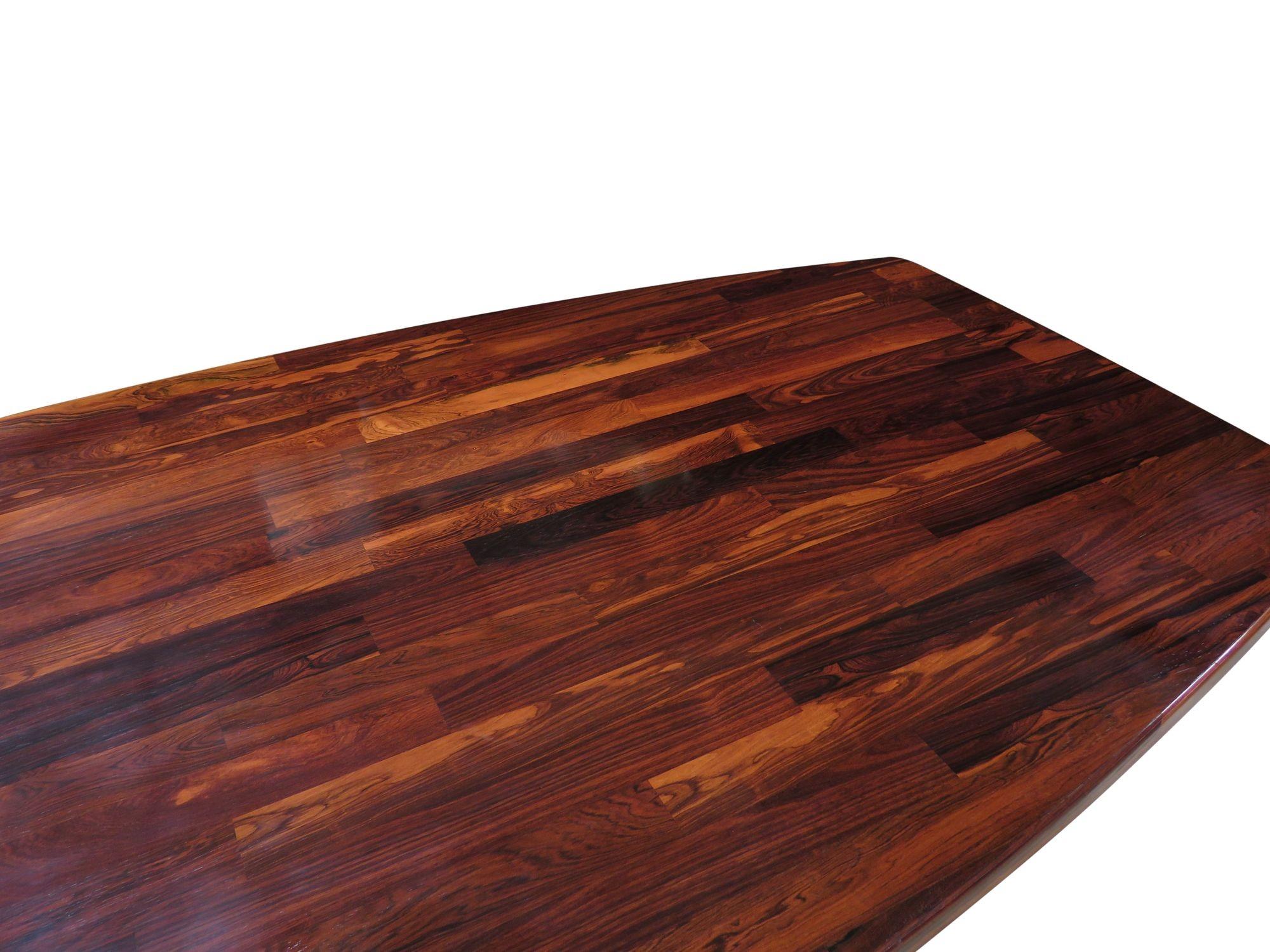 Steel Jorge Zalszupin L'atelier Guanabara Rosewood Dining or Conference Pedestal Table