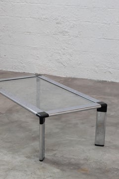 jorge zalszupin glass and chrome coffee table, brazil, 1970s